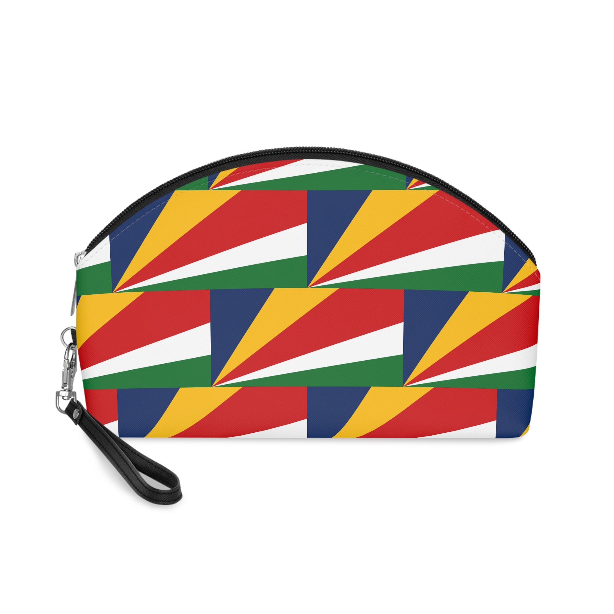 Seychelles National Flag Multicolor Diagonal Stripes Blue Yellow Red White Green Makeup Bag