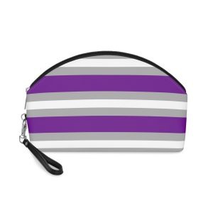 Grey Asexuality Flag Makeup Bag