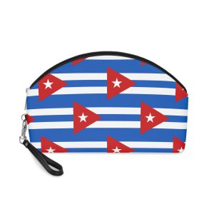 Flag Cuba Sky Blue White Striped National Banner Red Triangle Star Symbol Cuban Makeup Bag