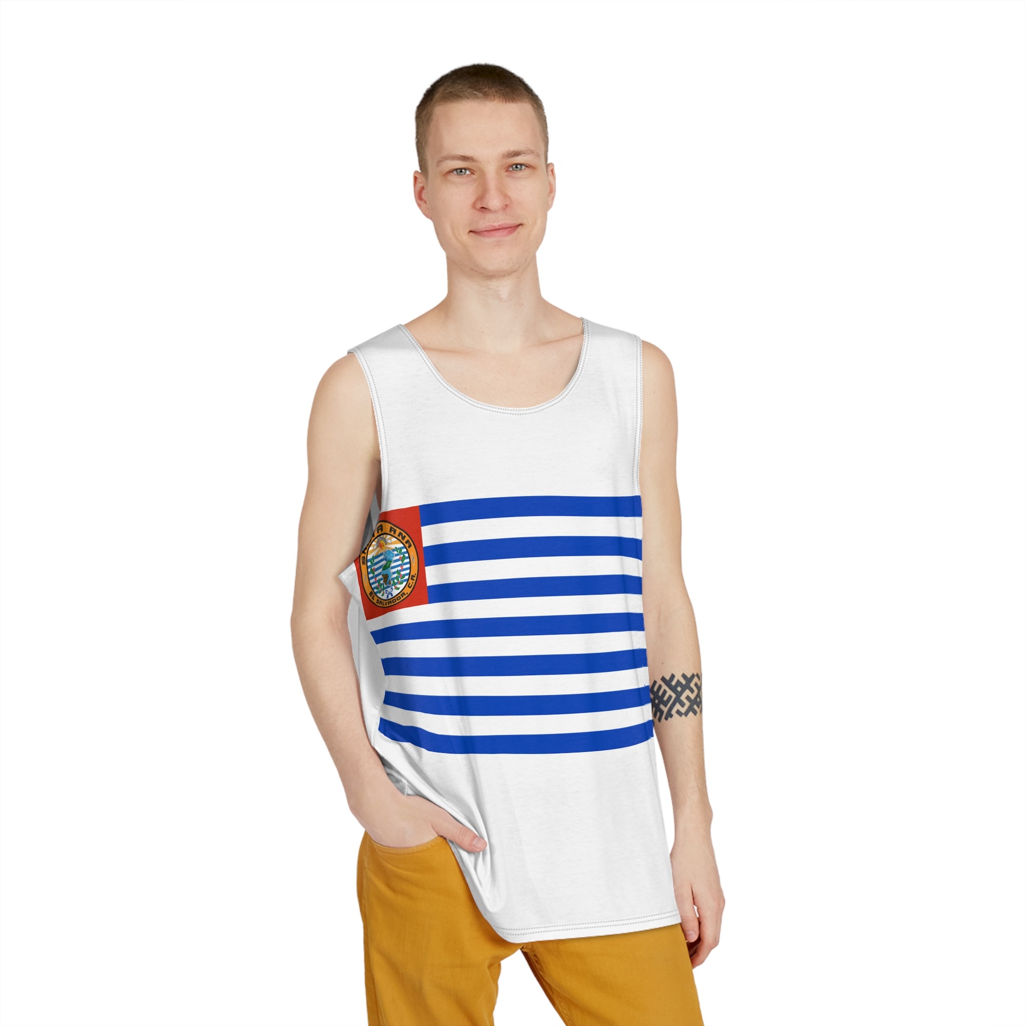 Bandera de Santa Ana, El Salvador Mens Tank Aop - Image 3
