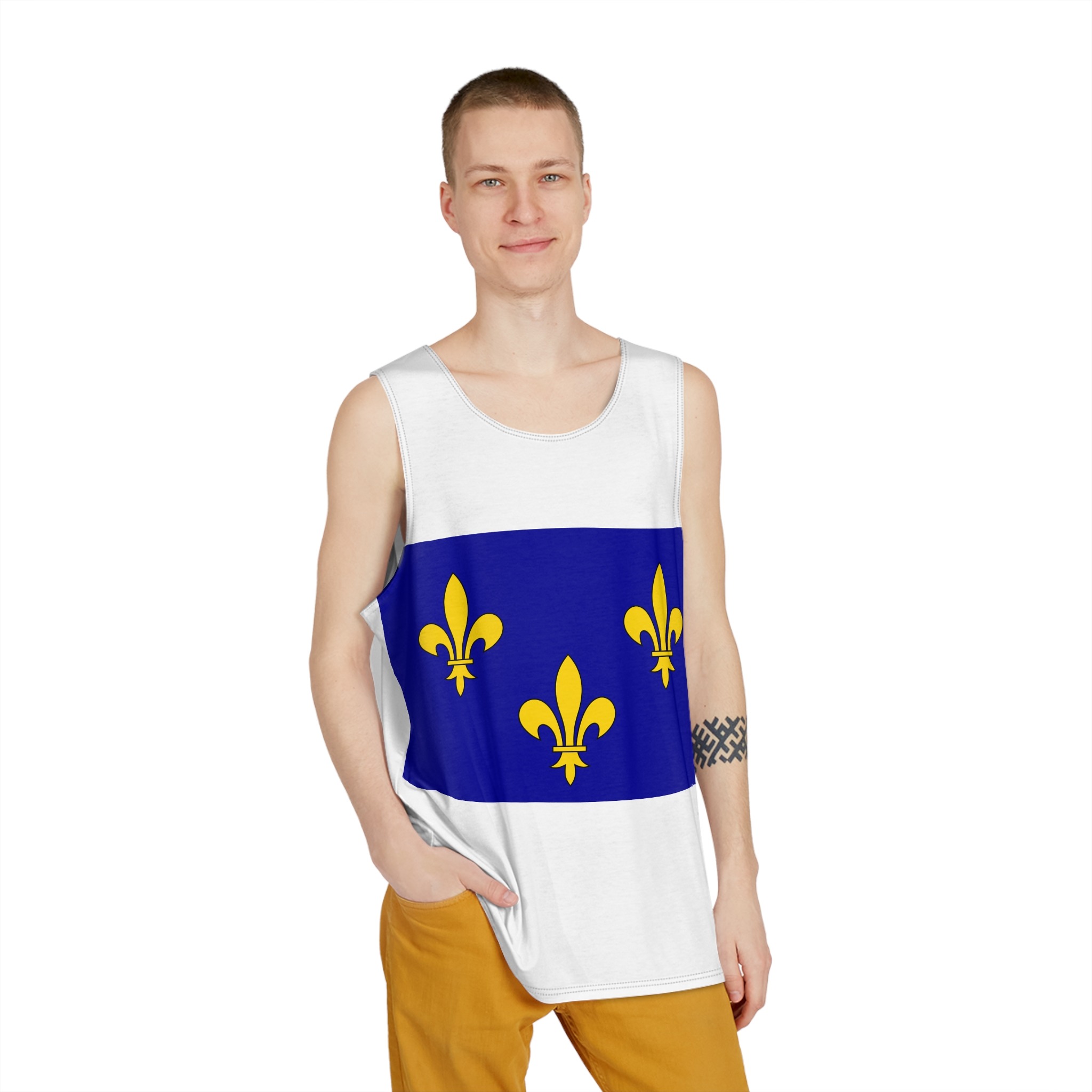 Cultural Flag of Île de France Mens Tank Aop - Image 3