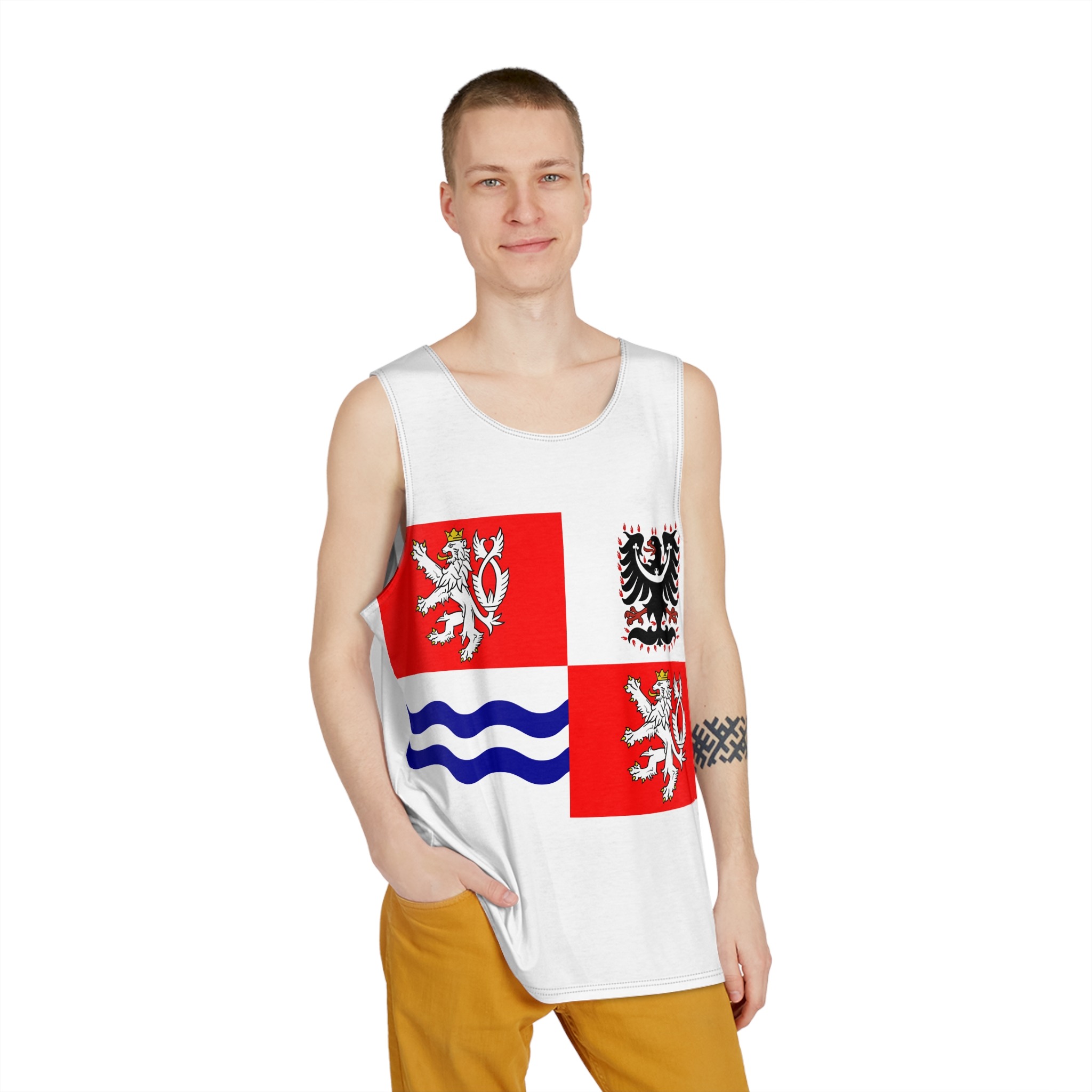 Flag of Central Bohemian Region Mens Tank Aop - Image 3