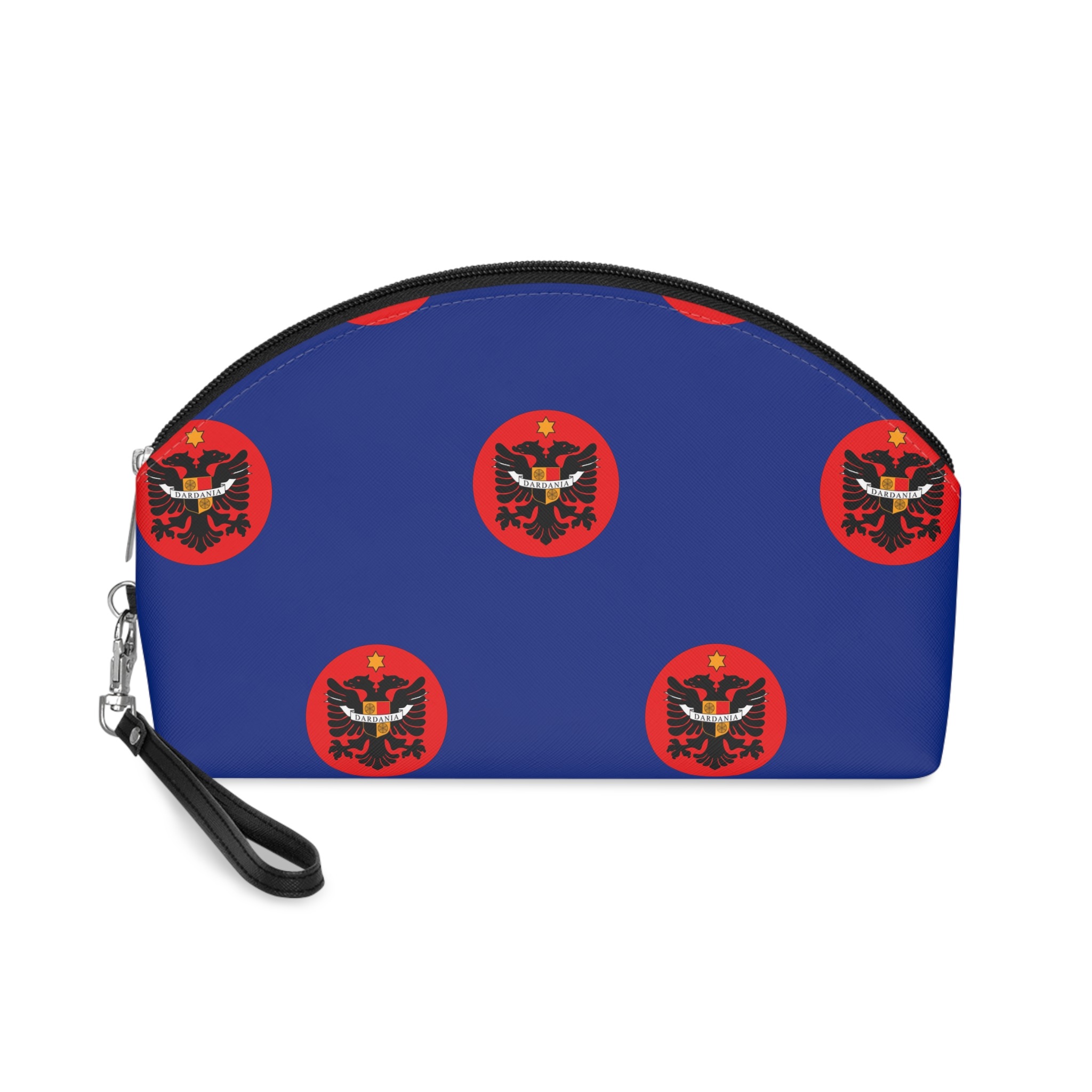 Flag Dardania Blue Field With Golden Double Headed Eagle Sun Albanian Herita Makeup Bag