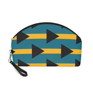 Flag Bahamas Black Triangle Aquamarine Yellow Stripes National Caribbean Symbol Makeup Bag