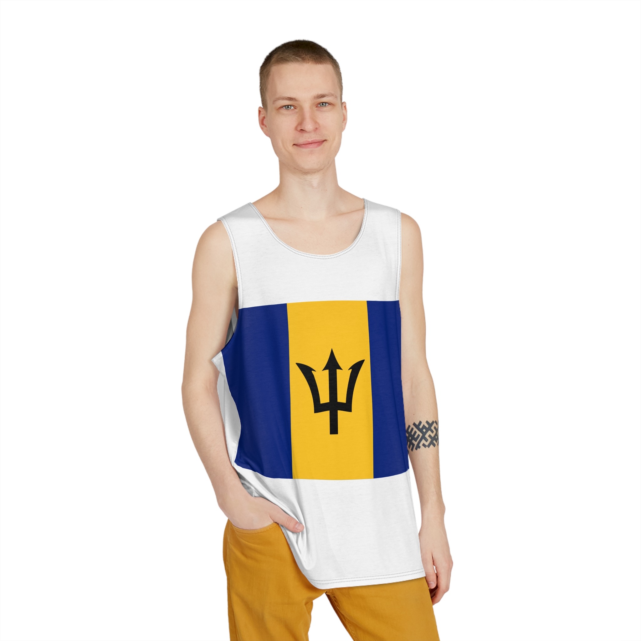 Flag of Barbados Mens Tank Aop - Image 3