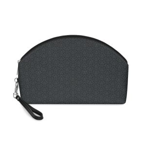Dark Background With Floral White Ornament Makeup Bag