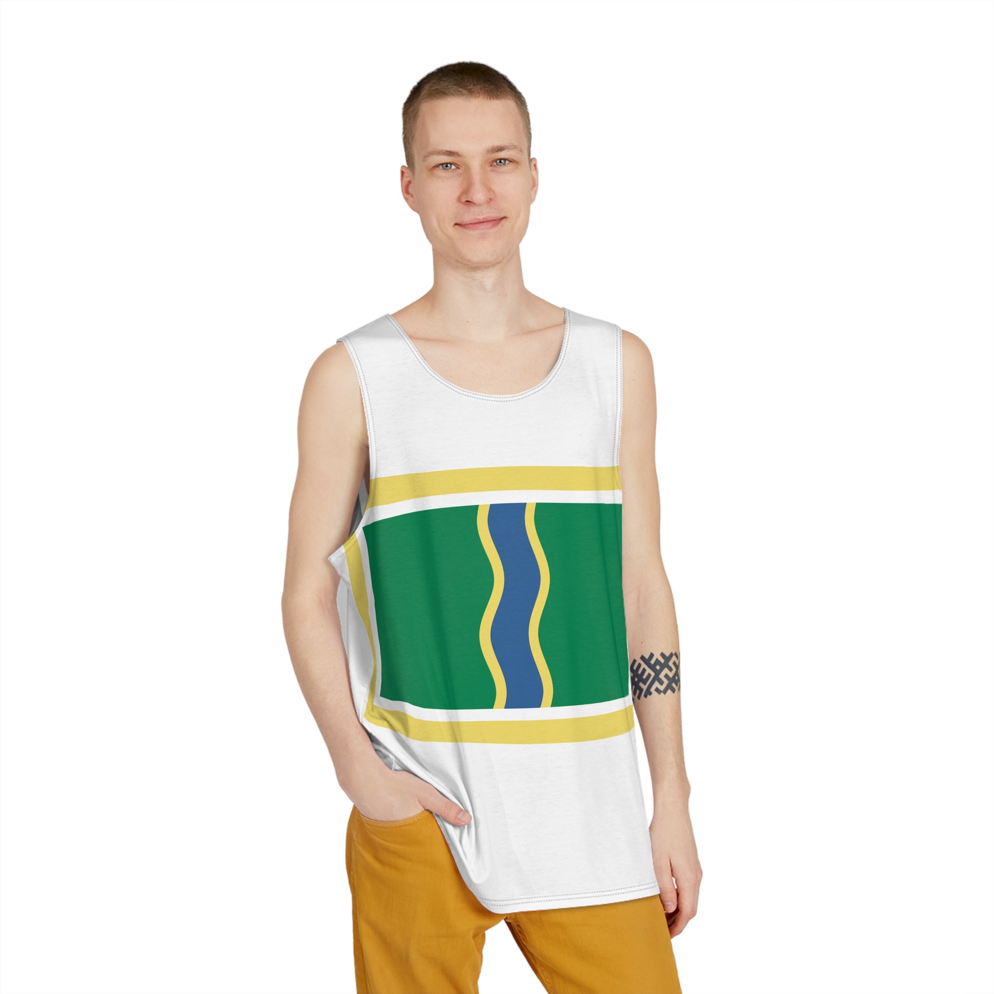 Flag of Andorra La Vella Mens Tank Aop - Image 3