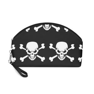 Pirate Flag With Skull Crossbones Illustration Human Skull With Crossed Bones Makeup Bag