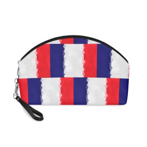 Vector Abstract Stylized Flag of France Triangles Makeup Bag