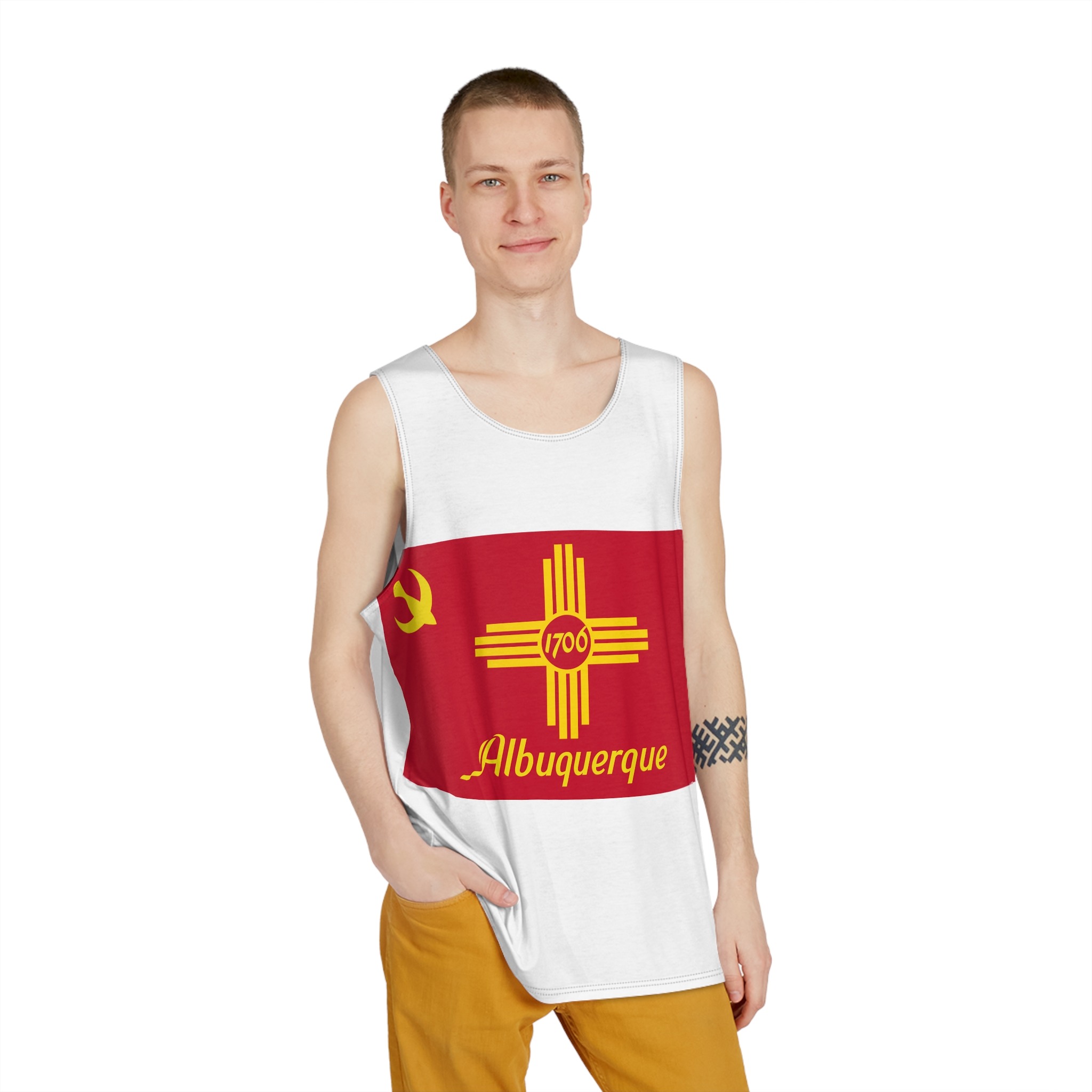 Flag of Albuquerque, New Mexico Mens Tank Aop - Image 3