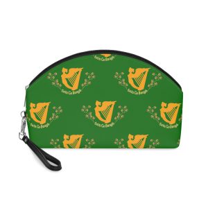 Erin Go Bragh Flag Irish Nationalist Banner With Green Background Gold Harp Symbol Ireland Heritage Makeup Bag