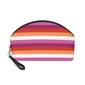 Orange and Pink Lesbian Flag Makeup Bag