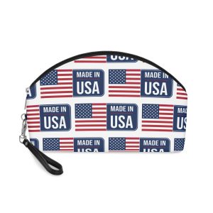 Made Usa Sign With American Flag Background Product Origin Label Vector Illustration Makeup Bag