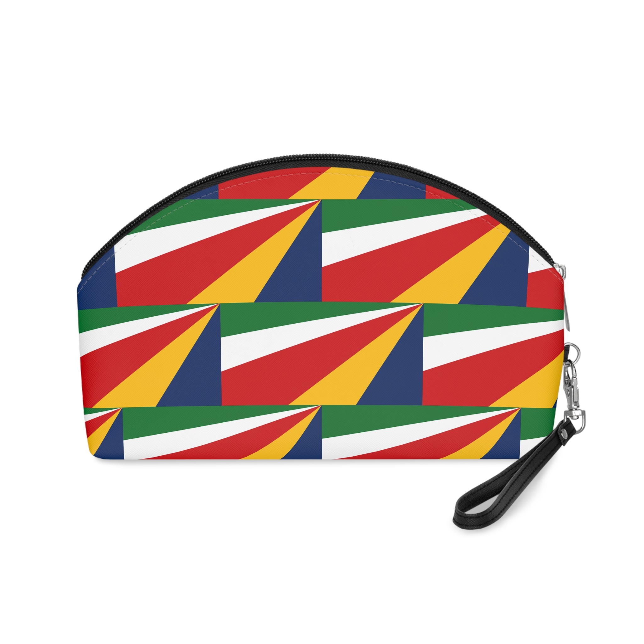 Seychelles National Flag Multicolor Diagonal Stripes Blue Yellow Red White Green Makeup Bag - Image 2