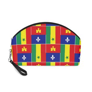 Louisiana Creole Flag Historical Red White Blue Stripes Central Emblem Creole Herit Makeup Bag
