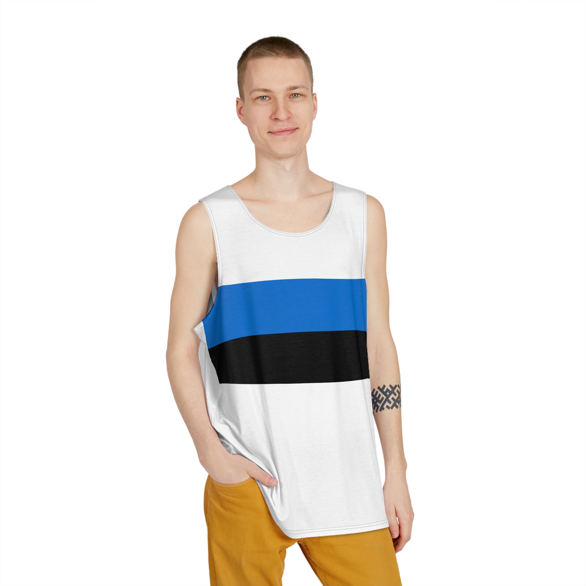 Flag of Estonia Mens Tank Aop - Image 3