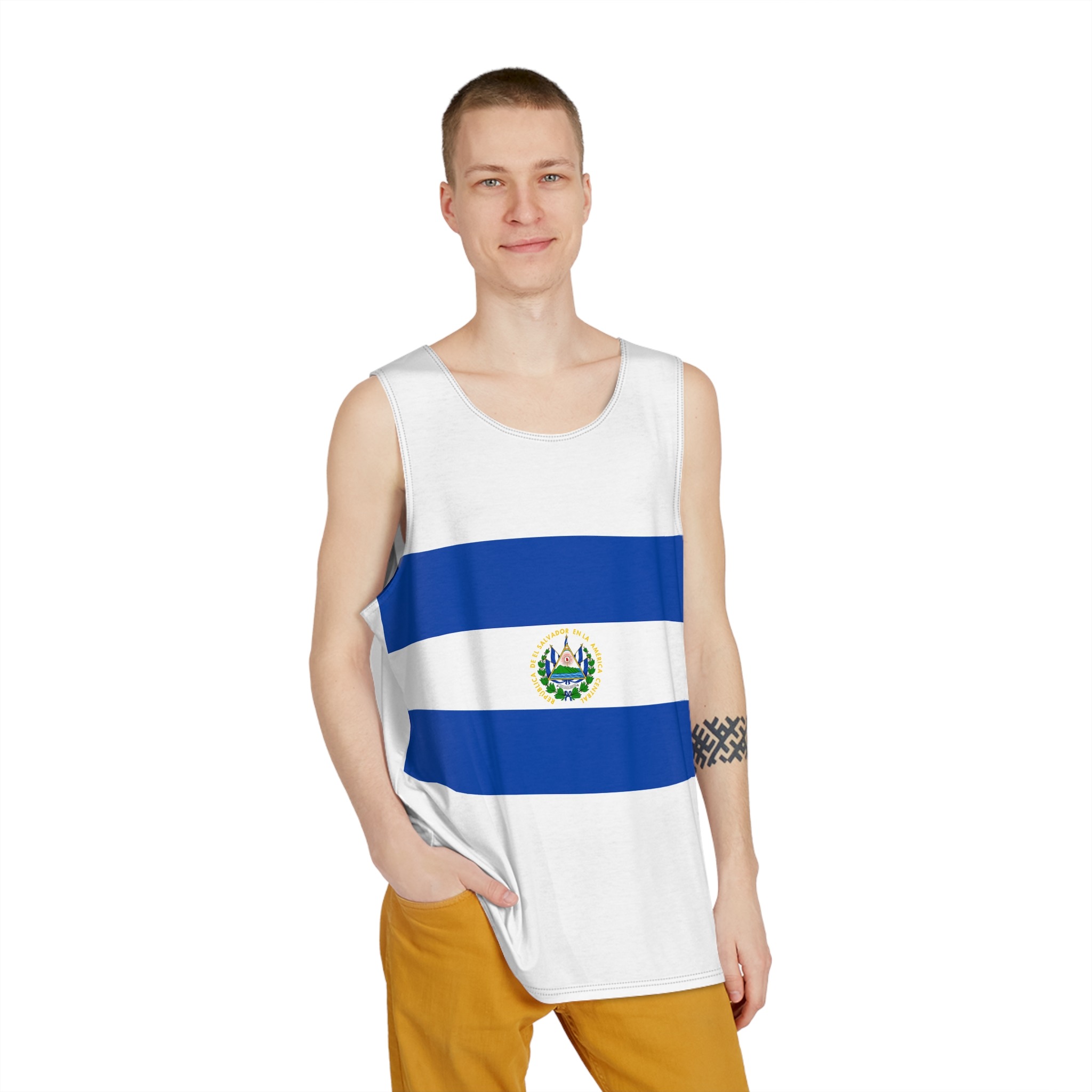 Flag of El Salvador Mens Tank Aop - Image 3