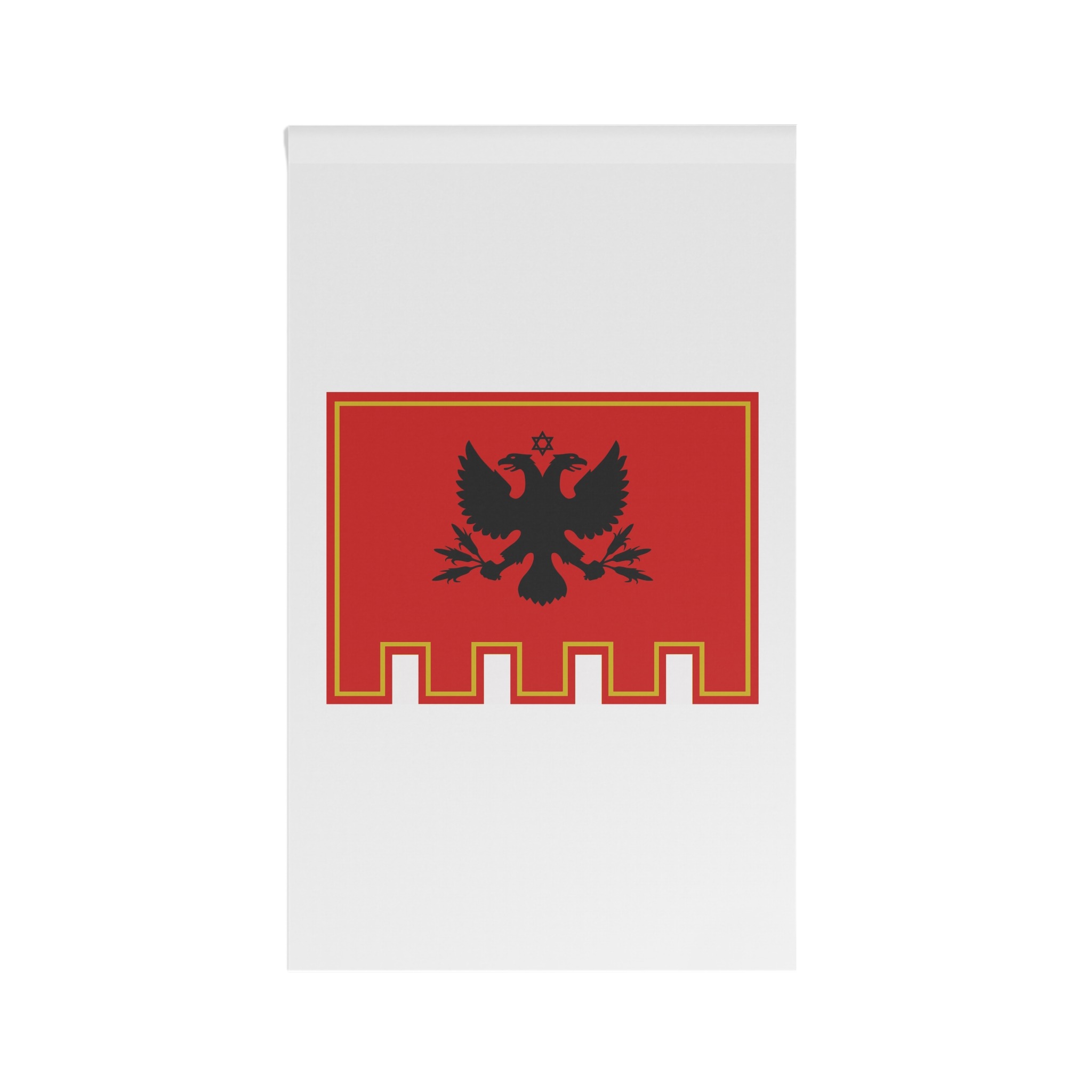 Flag Piana Degli Albanesi Sicily Historical Arbereshe Albanian Community Flag Red With Black Doubleh House Banner - Image 2