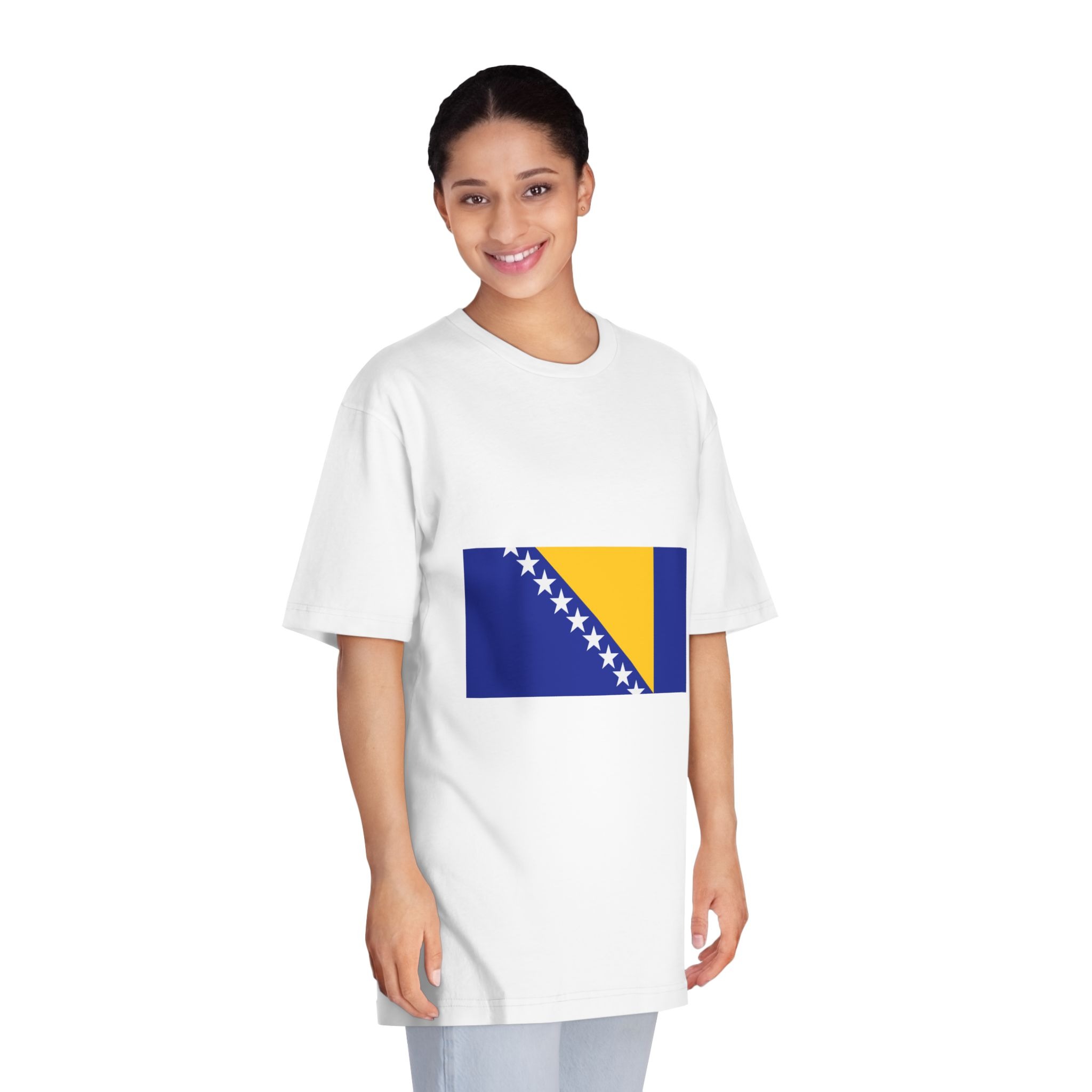 Flag of Bosnia and Herzegovina Unisex Classic Crewneck T Shirt - Image 3
