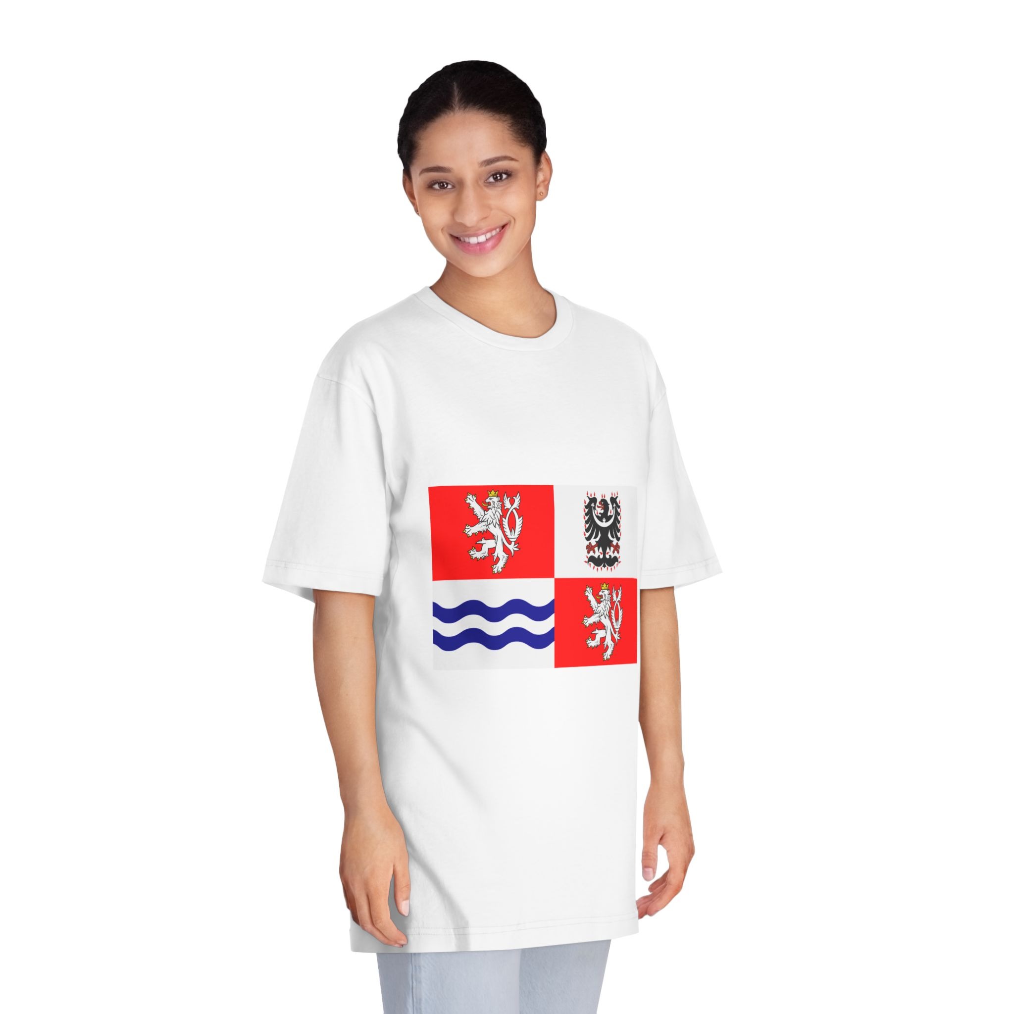 Flag of Central Bohemian Region Unisex Classic Crewneck T Shirt - Image 3
