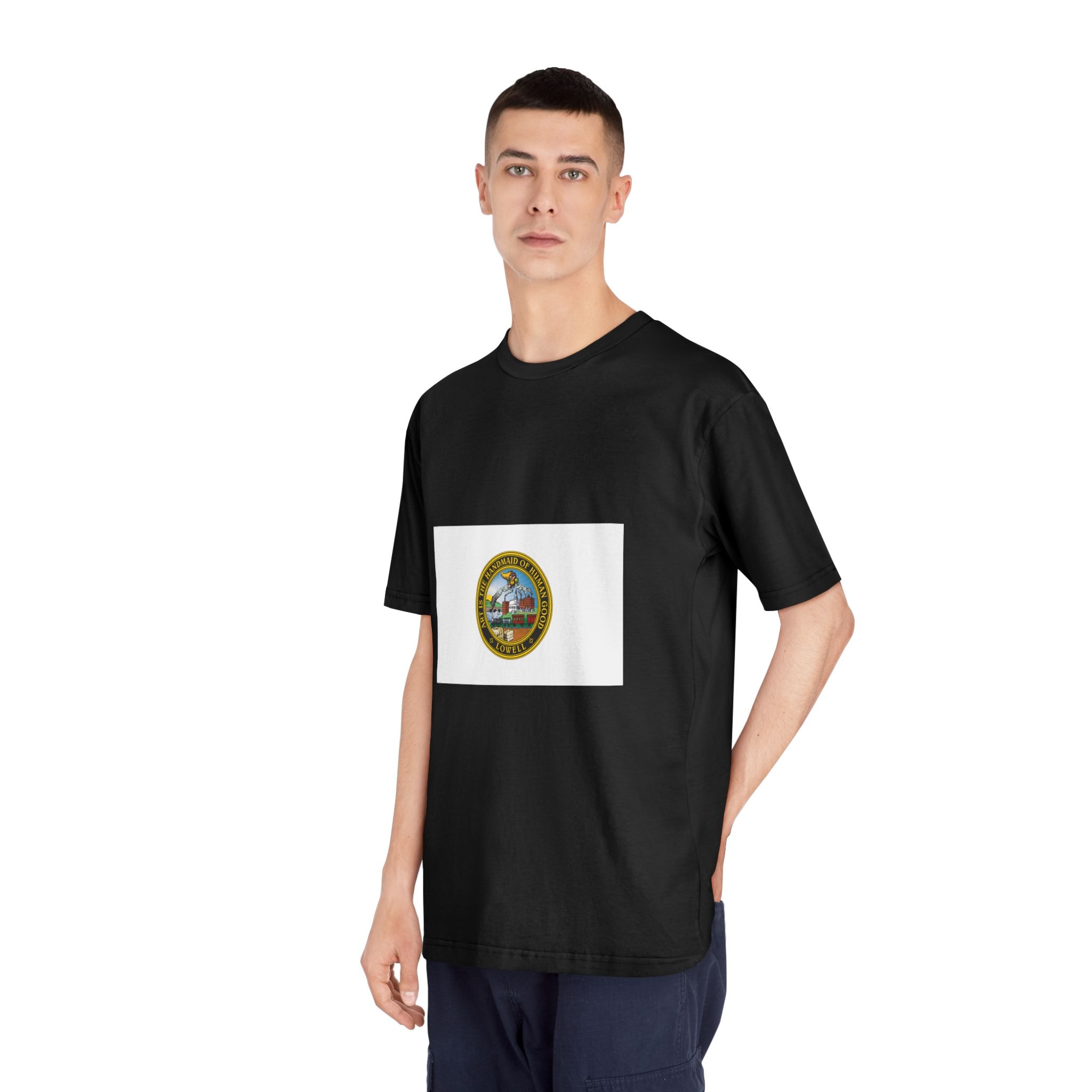 Flag of Lowell, Massachusetts Unisex Classic Crewneck T Shirt - Image 8