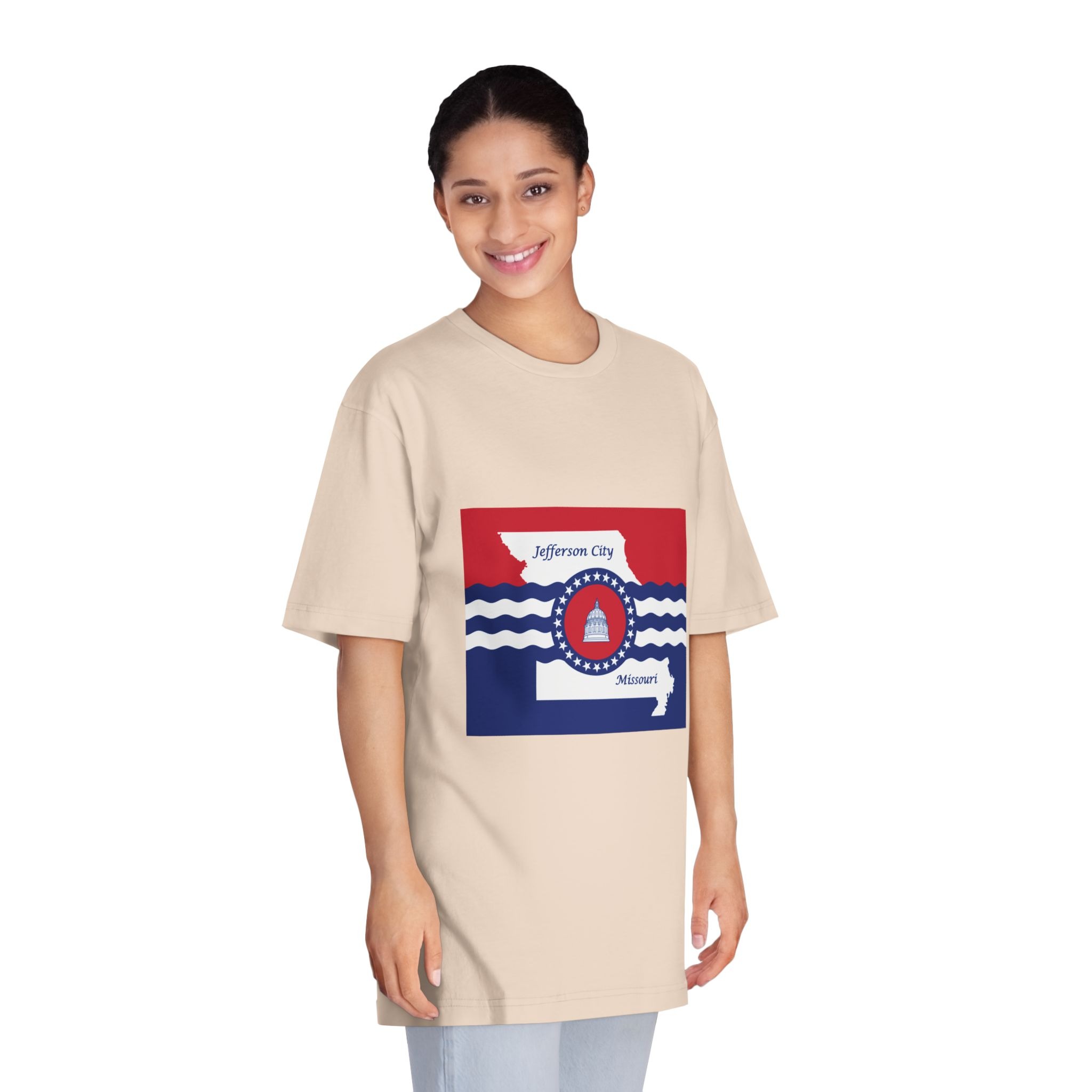 Flag of Jefferson City, Missouri Unisex Classic Crewneck T Shirt - Image 11