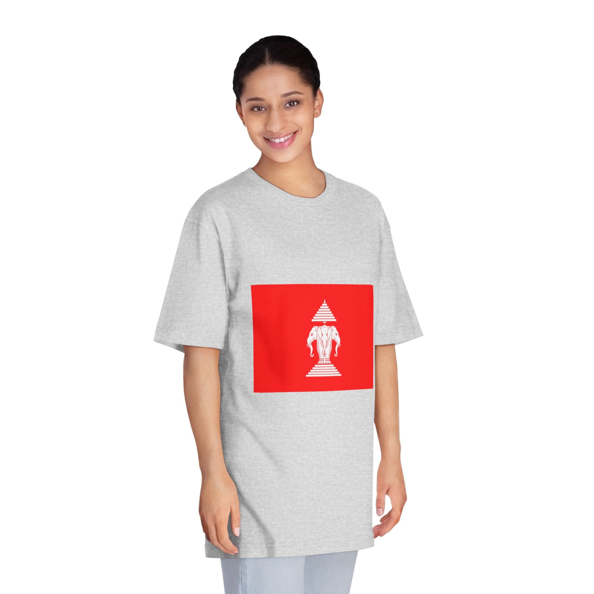 Flag of Laos 1952 1975 Unisex Classic Crewneck T Shirt - Image 15