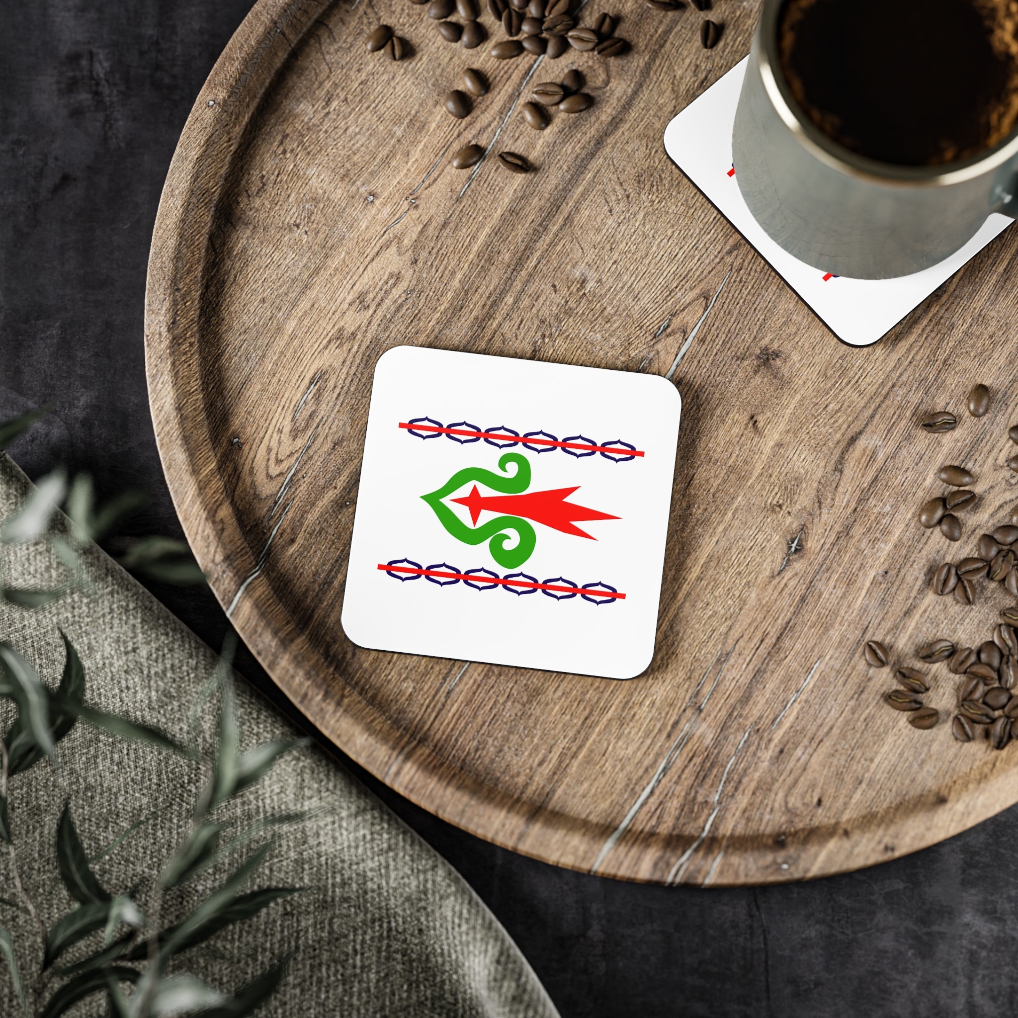 Traditional Flag Sakhalin Kuril Ainu Indigenous Japanese Banner Symbolizing Heritage Coasters - Image 5
