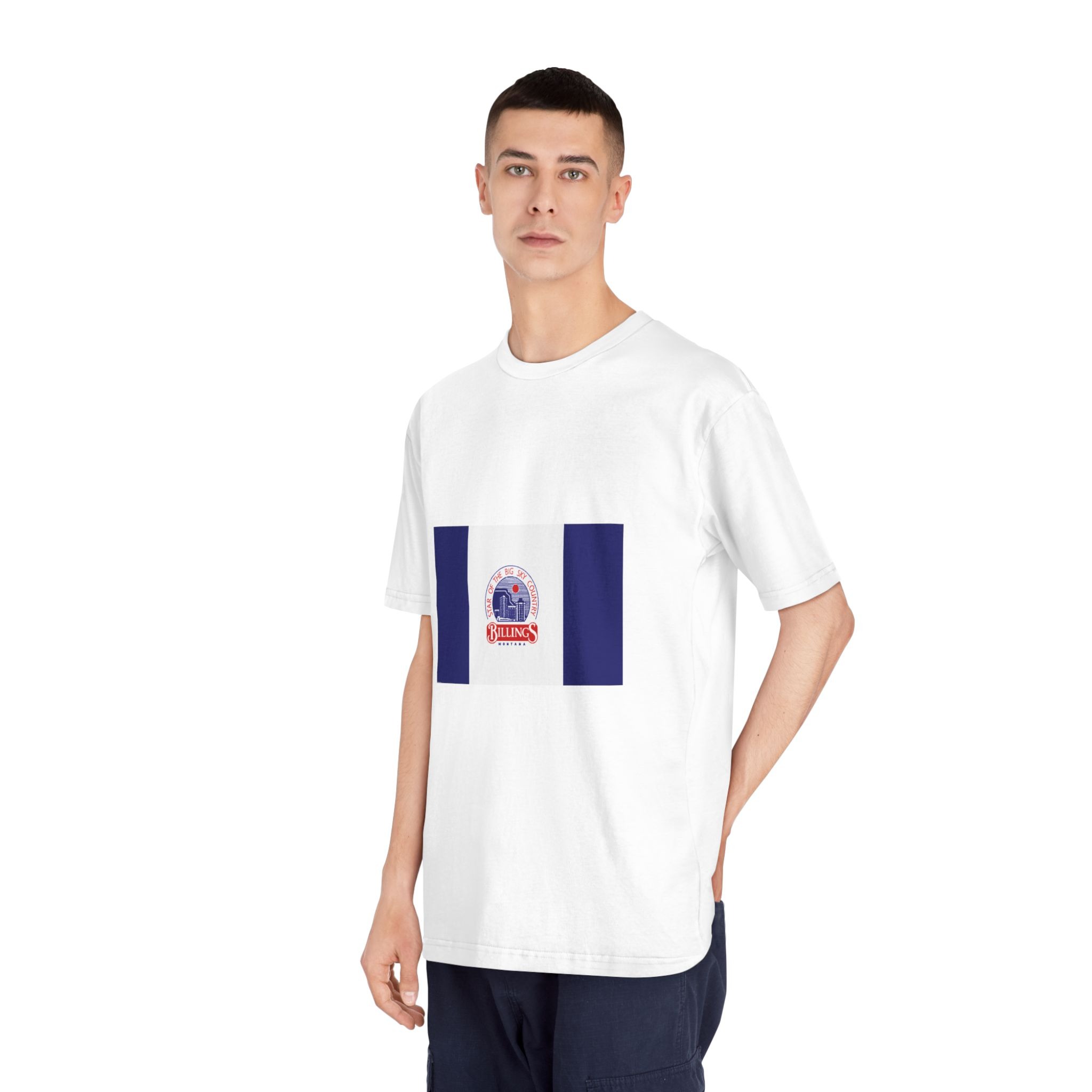 Flag of Billings, Montana Unisex Classic Crewneck T Shirt - Image 4