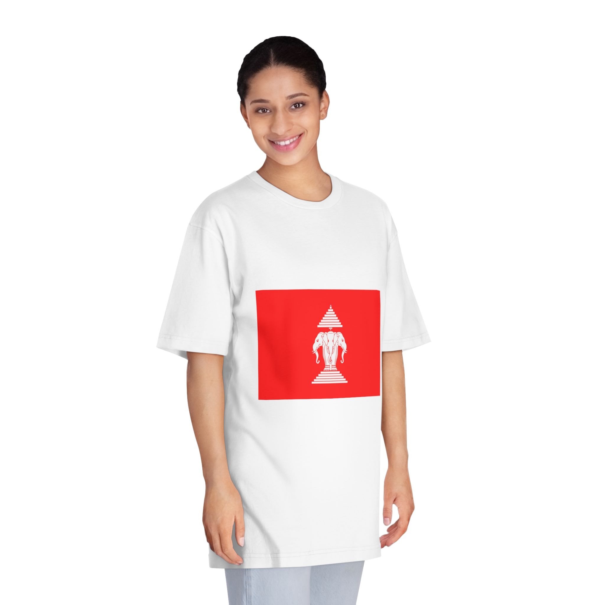 Flag of Laos 1952 1975 Unisex Classic Crewneck T Shirt - Image 3