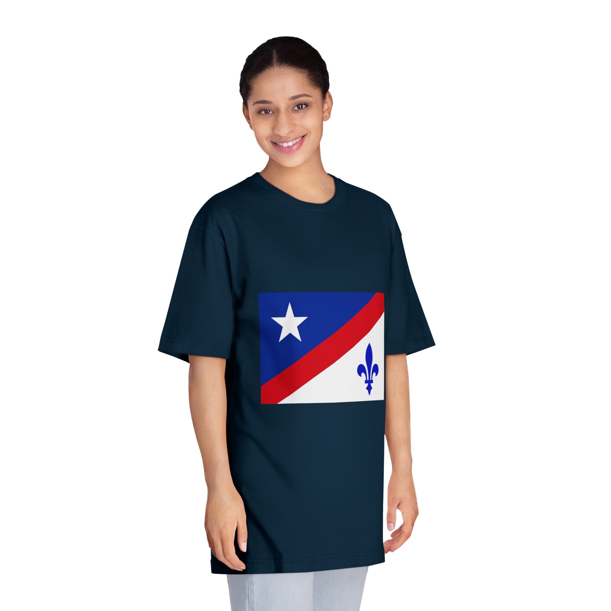 Drapeau Francoamericain Frenchamerican Tricolor Flag Symbol Francophone Comm Unisex Classic Crewneck T Shirt - Image 19