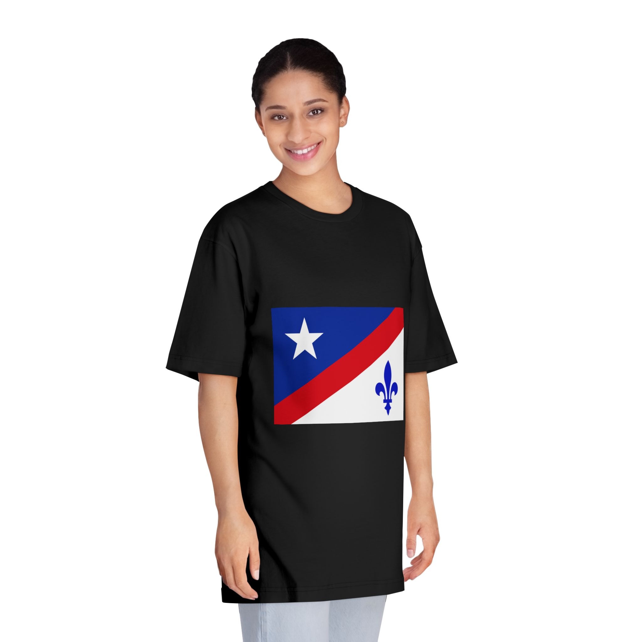 Drapeau Francoamericain Frenchamerican Tricolor Flag Symbol Francophone Comm Unisex Classic Crewneck T Shirt - Image 7