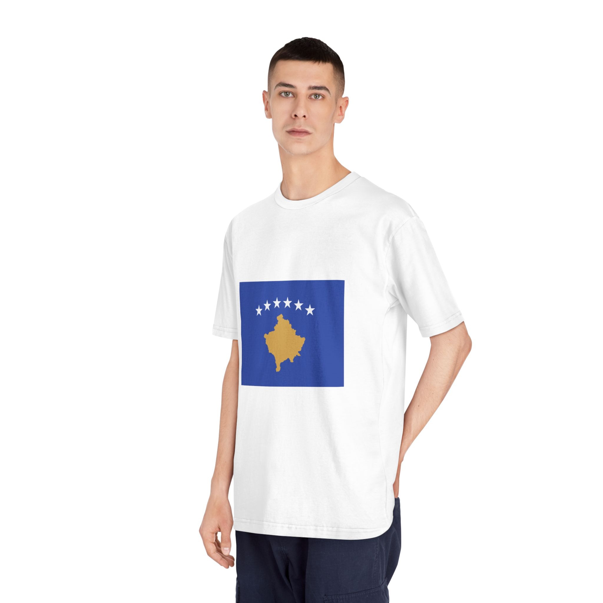 Flag of Kosovo Unisex Classic Crewneck T Shirt - Image 4