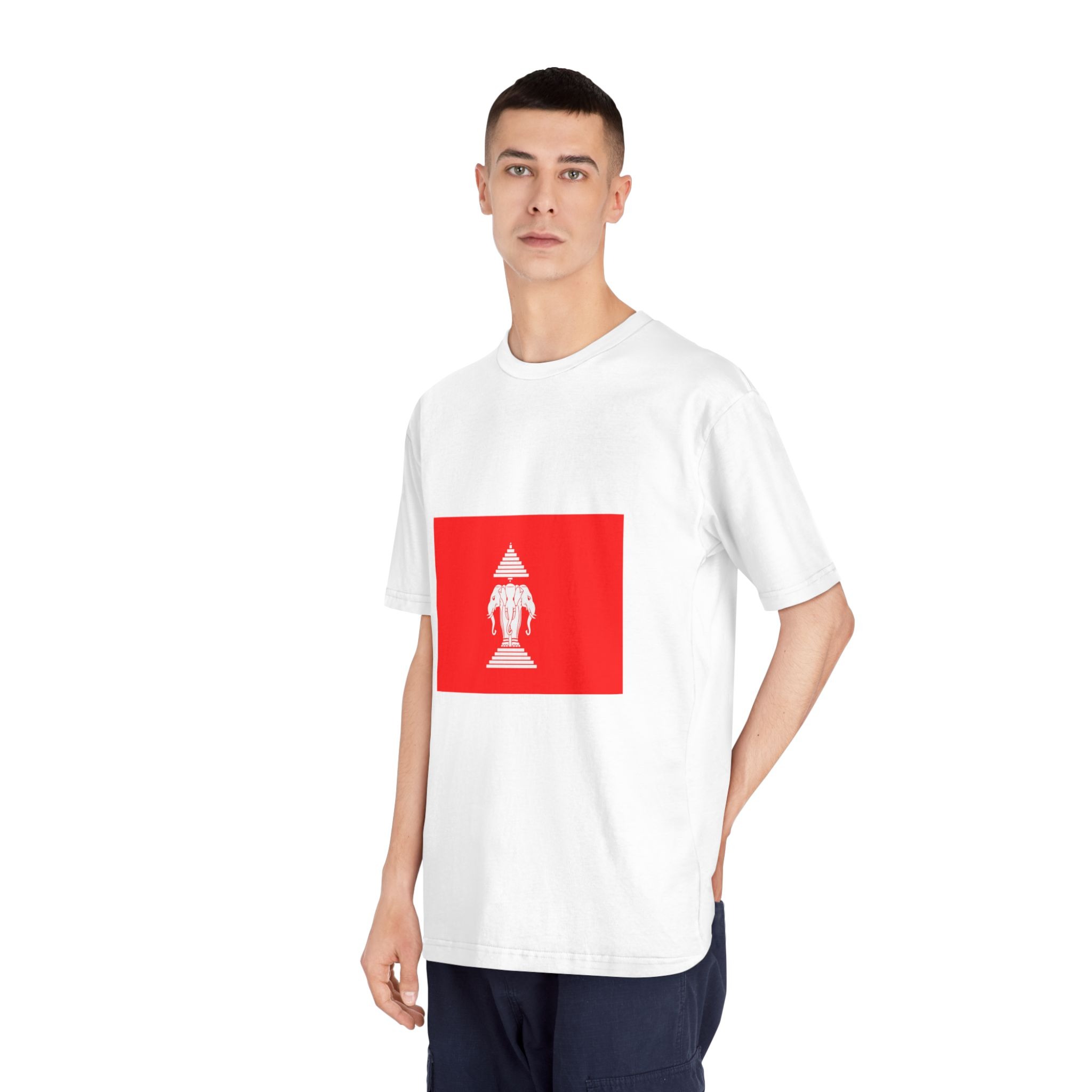 Flag of Laos 1952 1975 Unisex Classic Crewneck T Shirt - Image 4