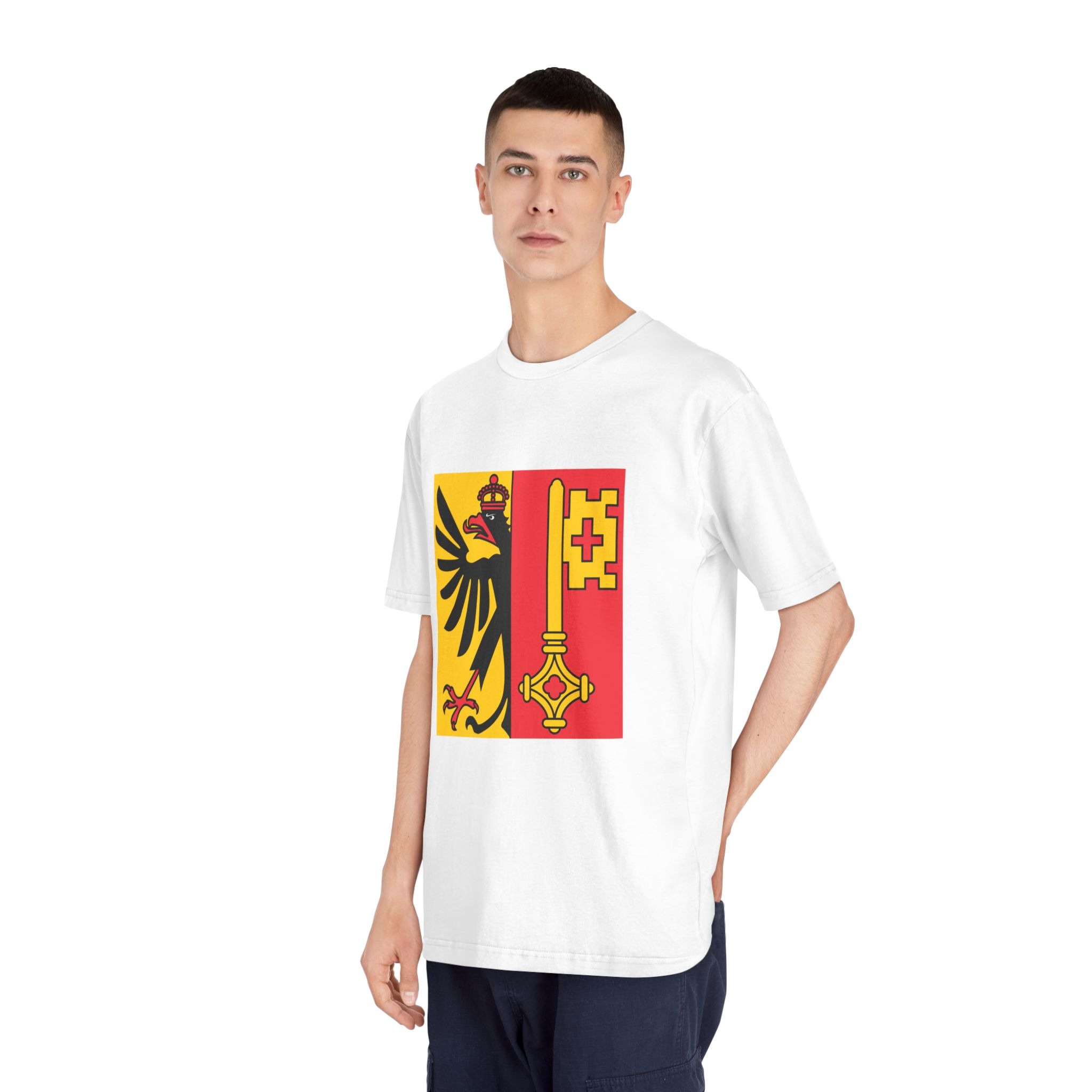 Flag of Canton of Geneva Unisex Classic Crewneck T Shirt - Image 4