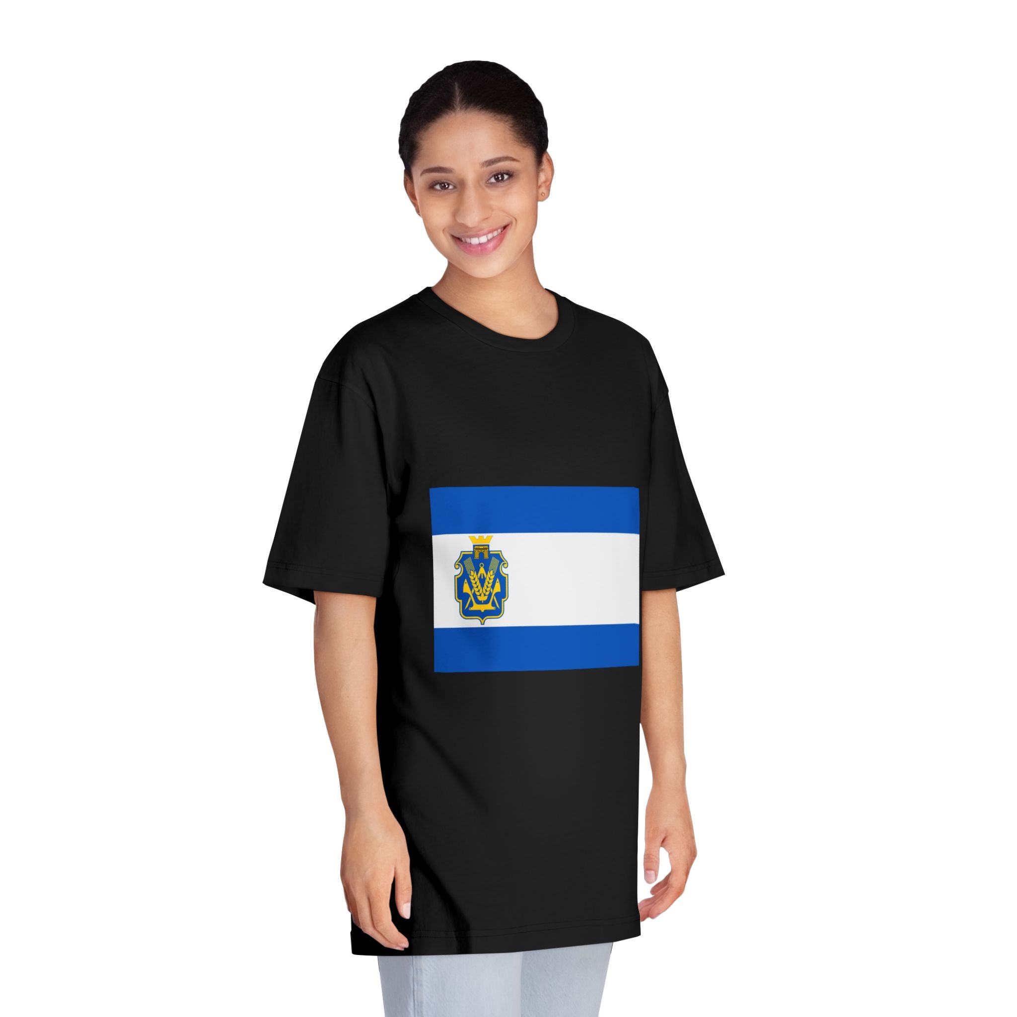 Flag of Kherson Oblast Unisex Classic Crewneck T Shirt - Image 7