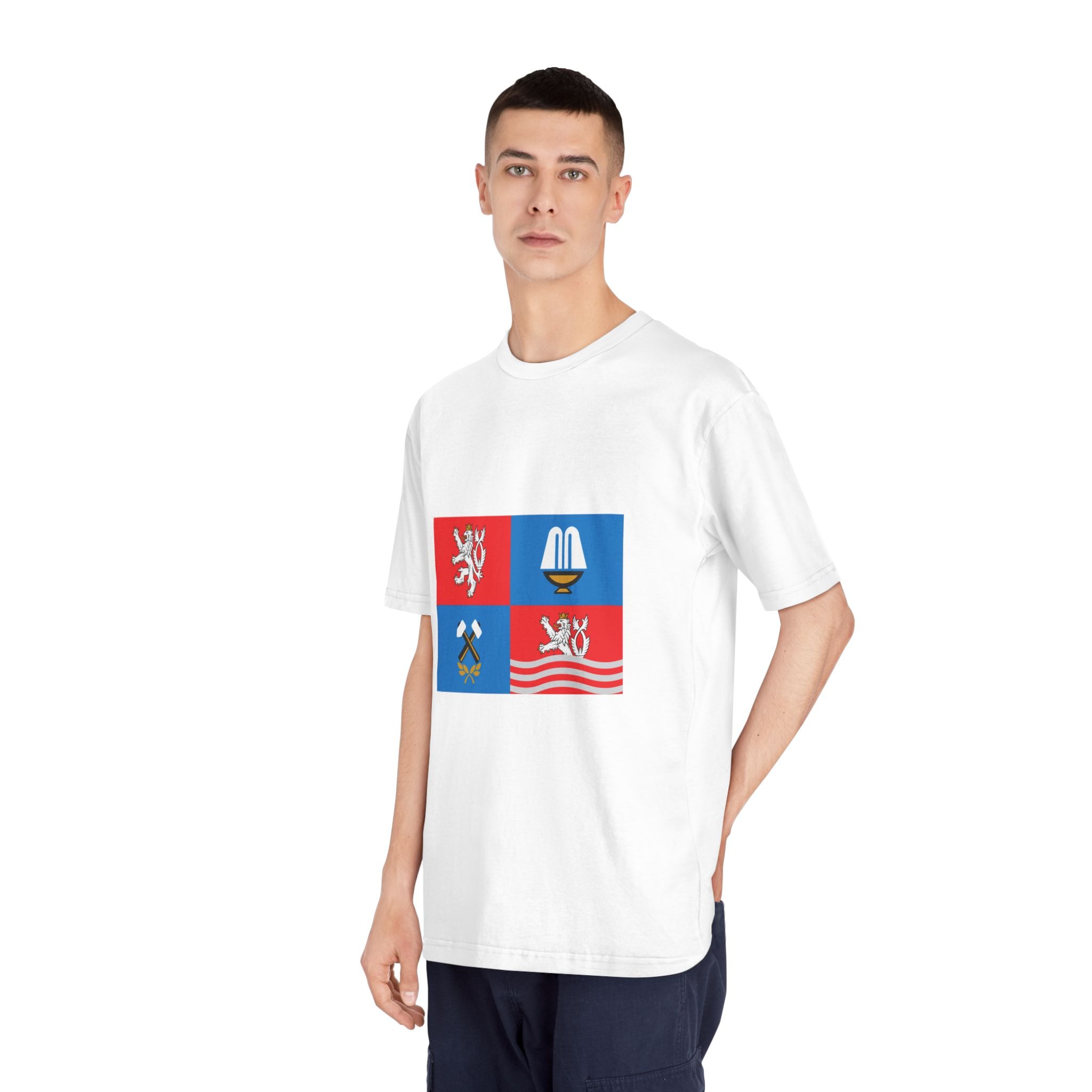 Flag of Karlovy Vary Region Unisex Classic Crewneck T Shirt - Image 4