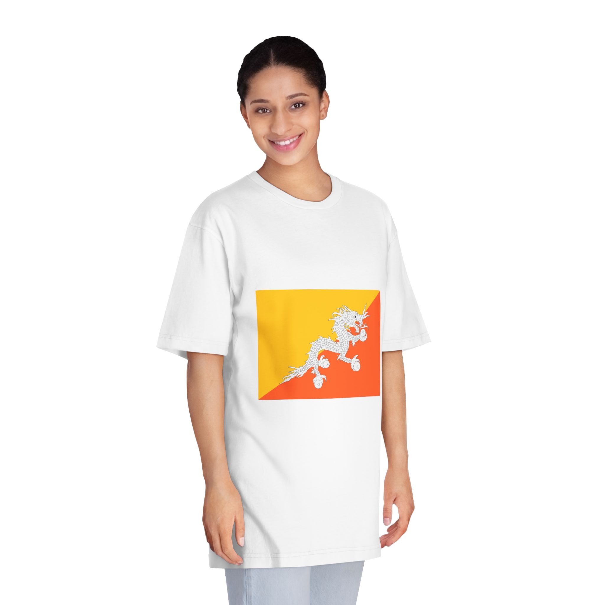 Flag of Bhutan Unisex Classic Crewneck T Shirt - Image 3