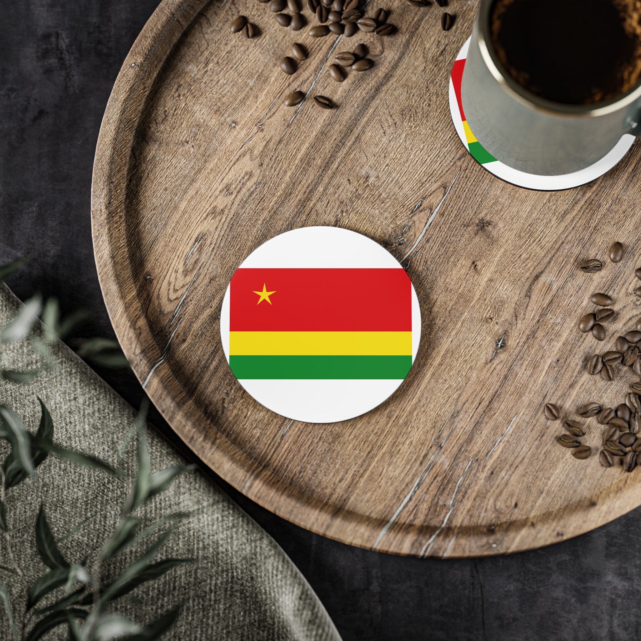 Proposed Nationalist Flag Reunion Blue Red Green Yellow Stripes Regional Banner Inde Coasters - Image 2