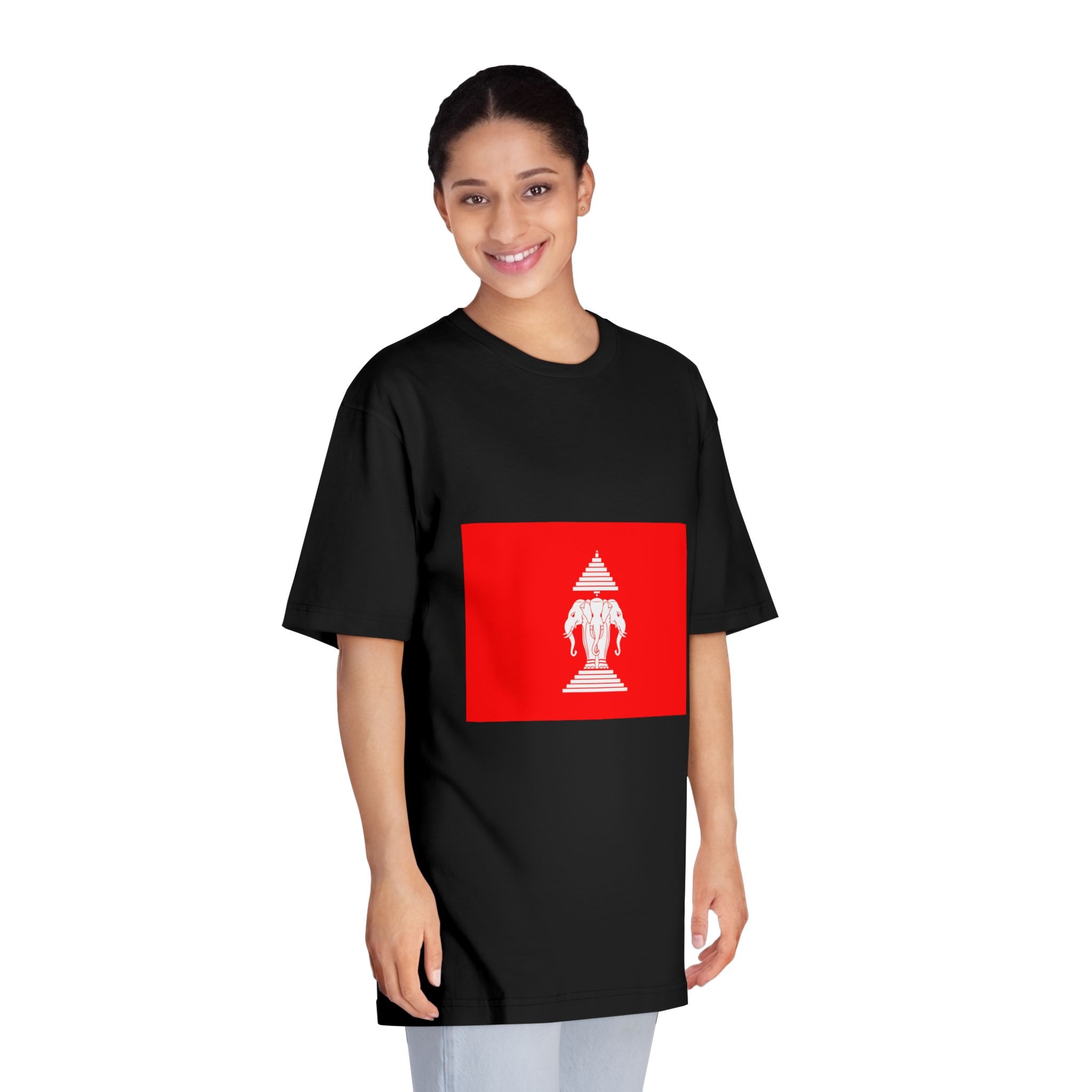 Flag of Laos 1952 1975 Unisex Classic Crewneck T Shirt - Image 7