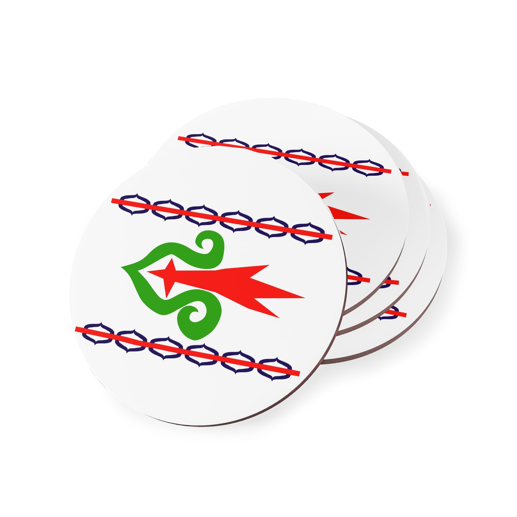 Traditional Flag Sakhalin Kuril Ainu Indigenous Japanese Banner Symbolizing Heritage Coasters - Image 3