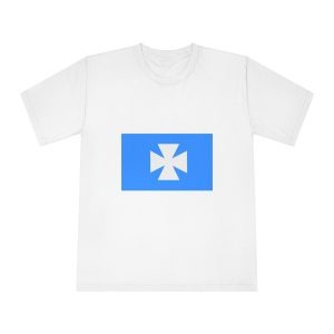 Blue White Flag With Cross It Unisex Classic Crewneck T Shirt
