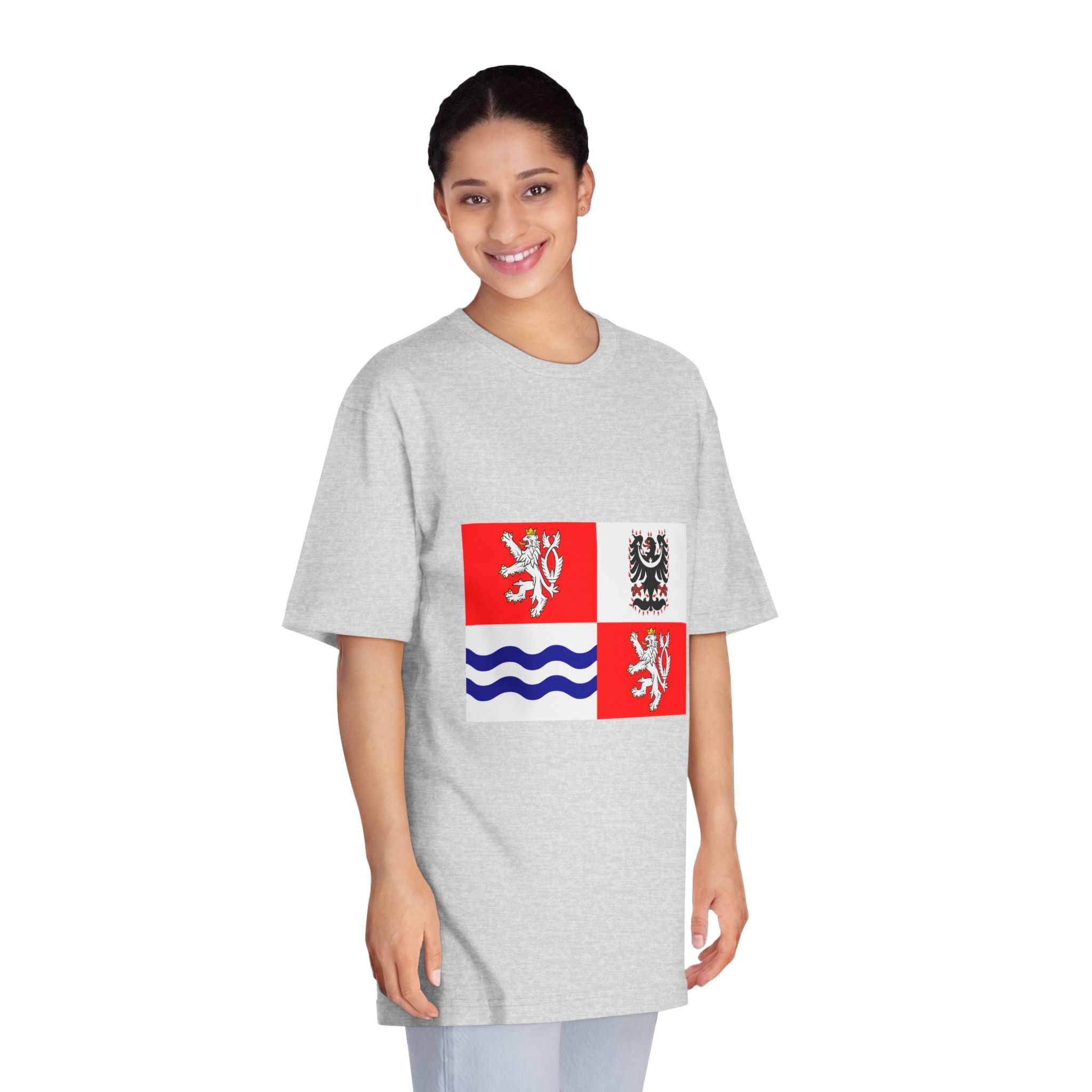 Flag of Central Bohemian Region Unisex Classic Crewneck T Shirt - Image 15