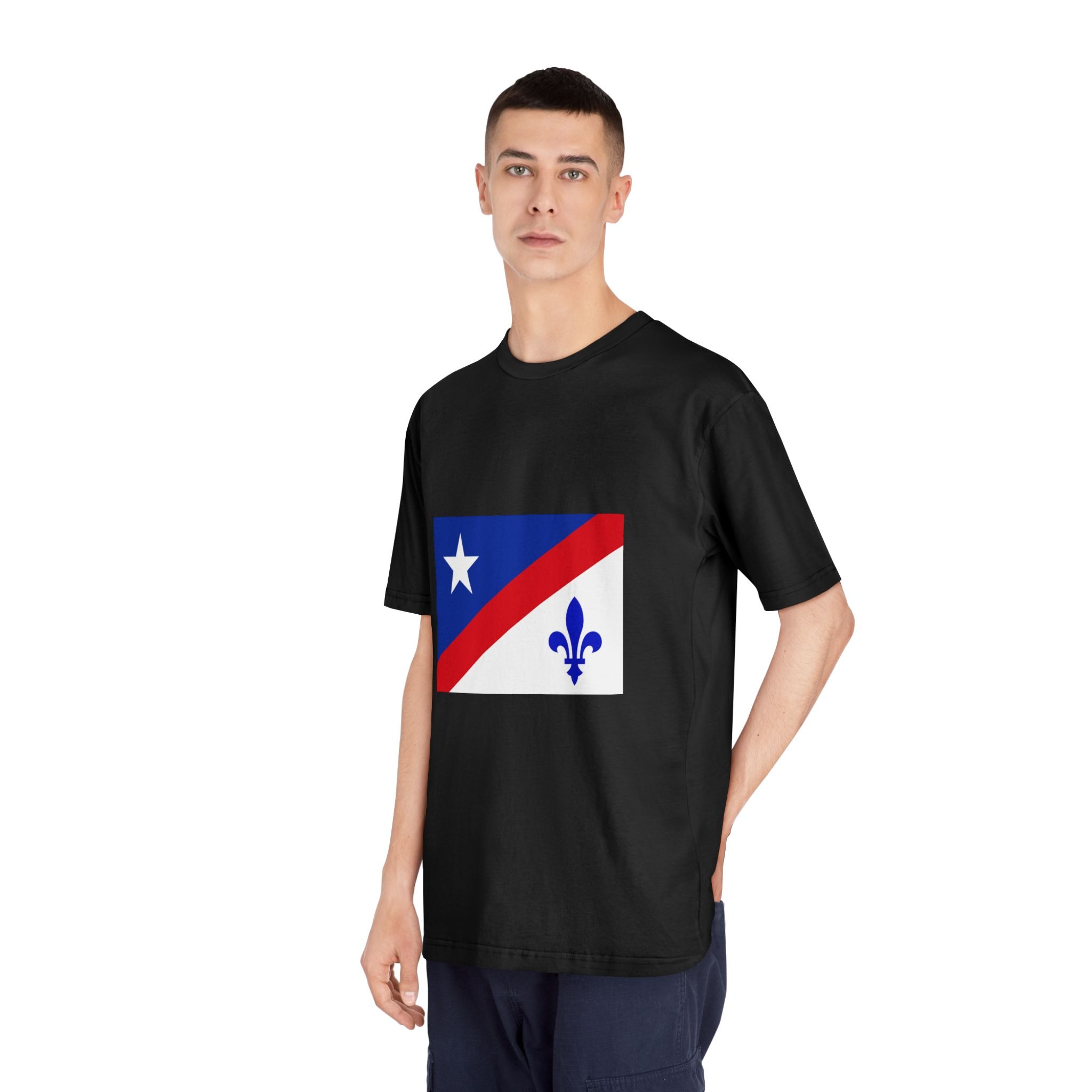 Drapeau Francoamericain Frenchamerican Tricolor Flag Symbol Francophone Comm Unisex Classic Crewneck T Shirt - Image 8