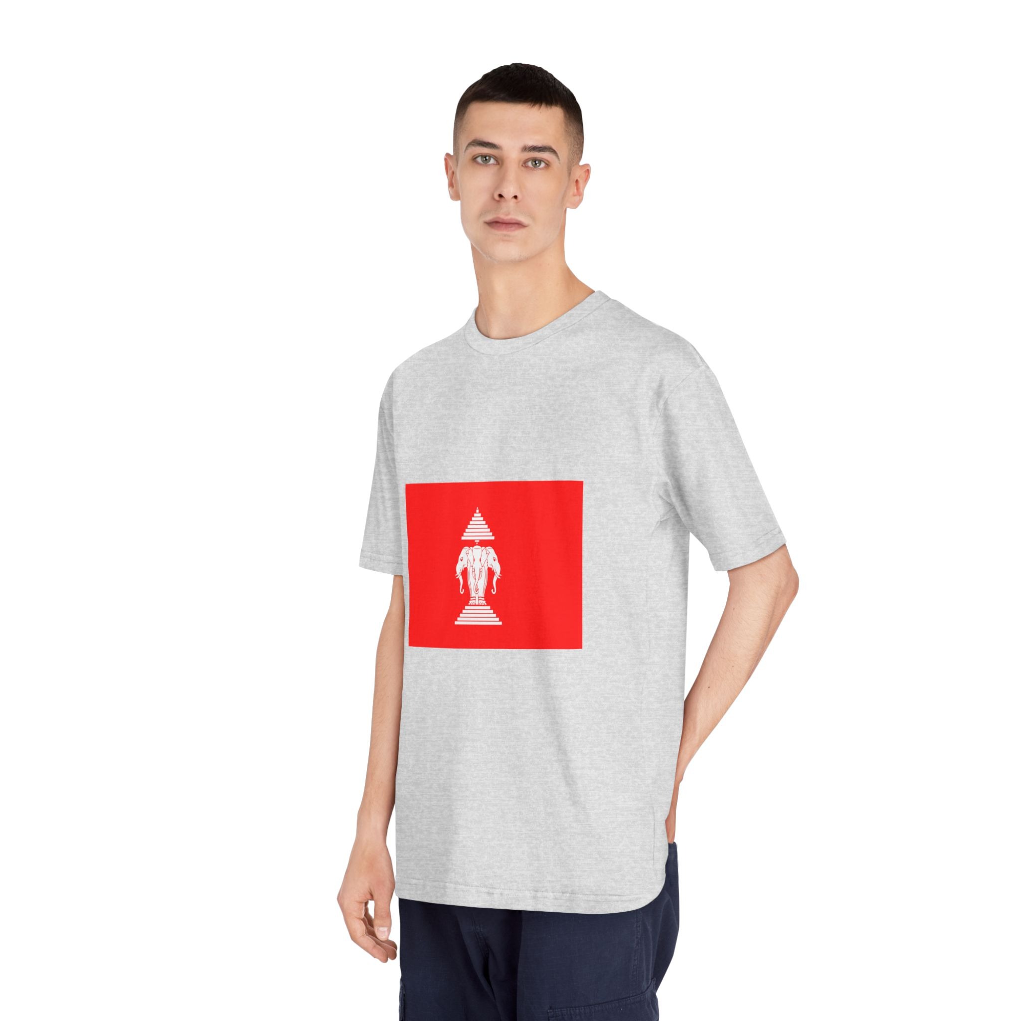 Flag of Laos 1952 1975 Unisex Classic Crewneck T Shirt - Image 16