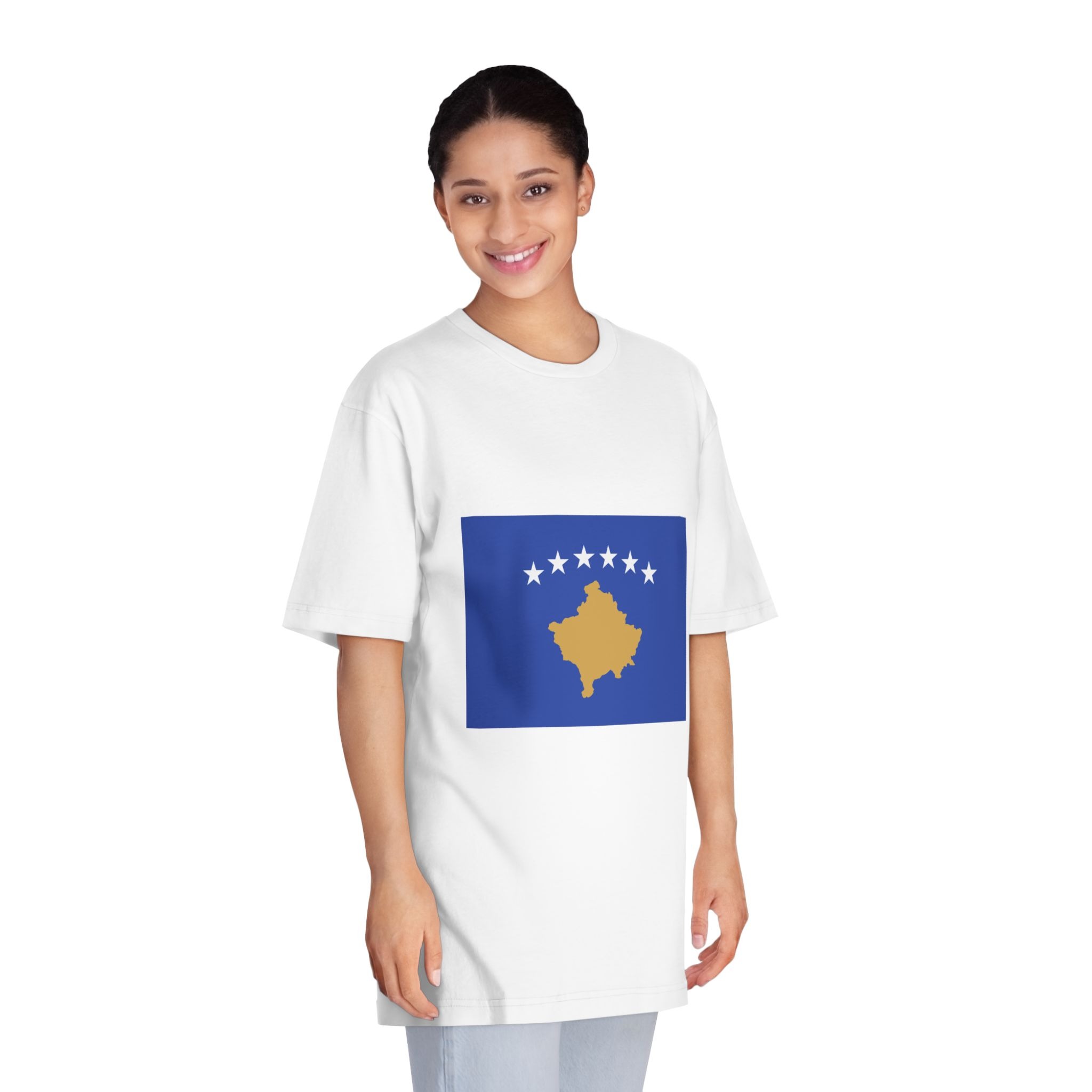 Flag of Kosovo Unisex Classic Crewneck T Shirt - Image 3