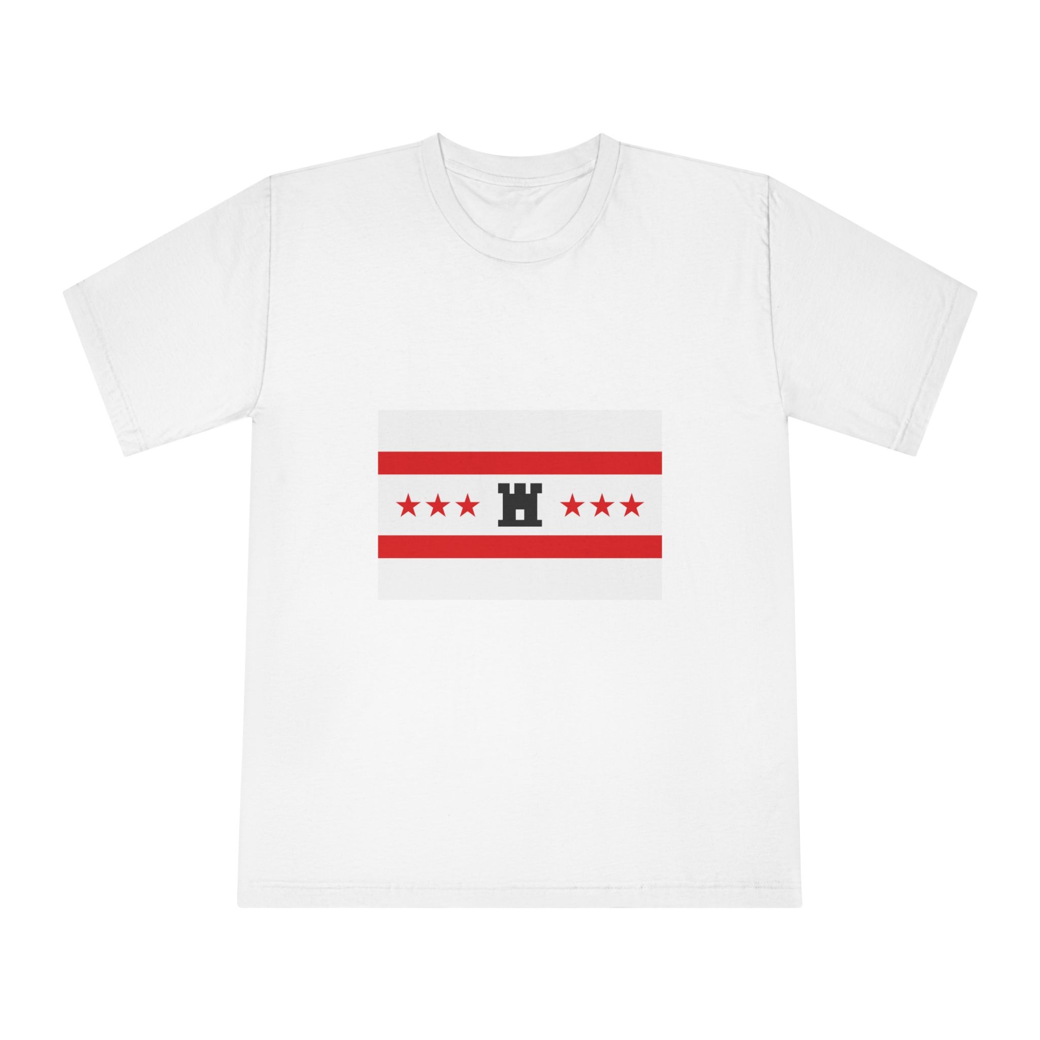 Drenthe Flag Red White Horizontal Stripes With Black Yellow Emblem Regional Flag Drenthe Unisex Classic Crewneck T Shirt