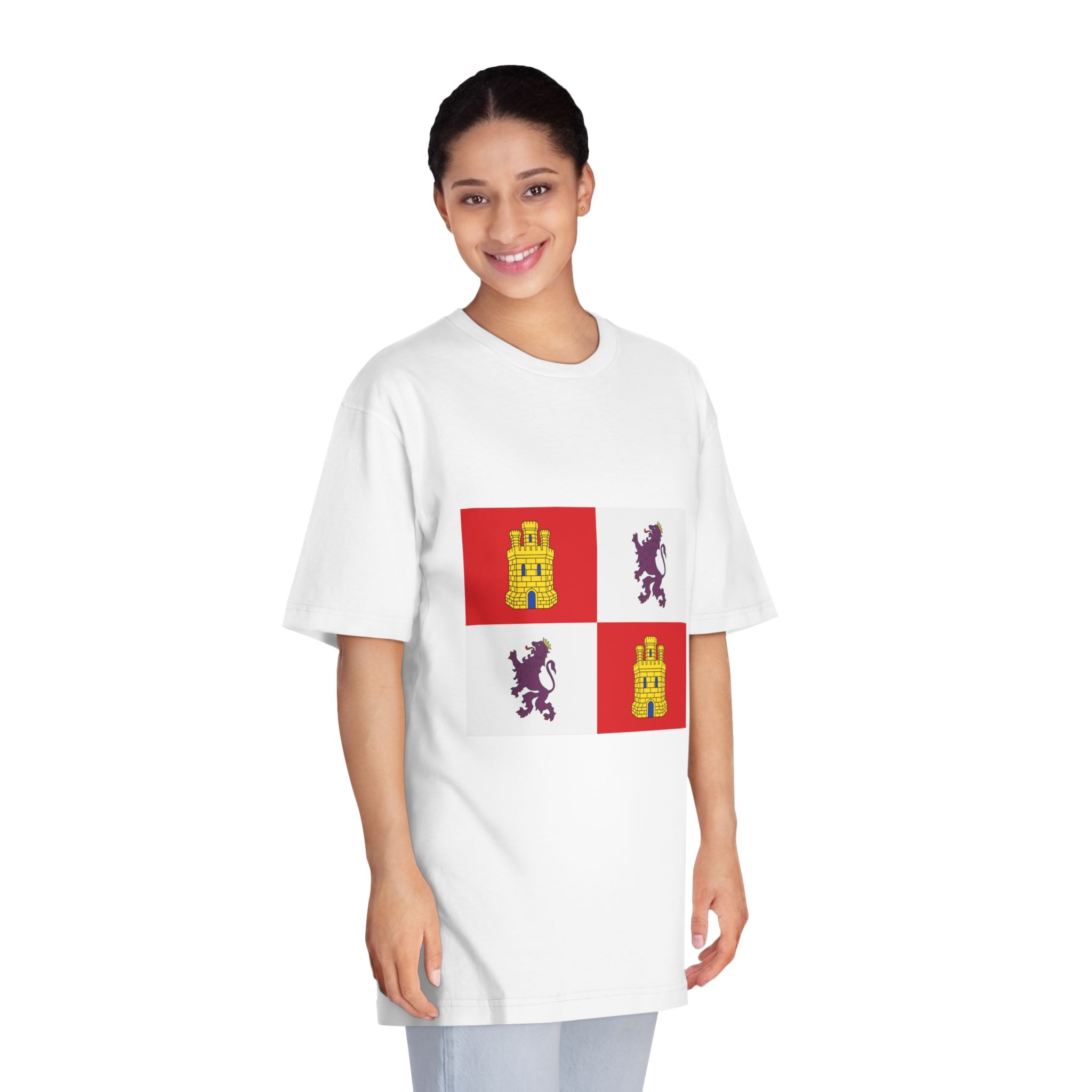 Flag of Castile and León Unisex Classic Crewneck T Shirt - Image 3