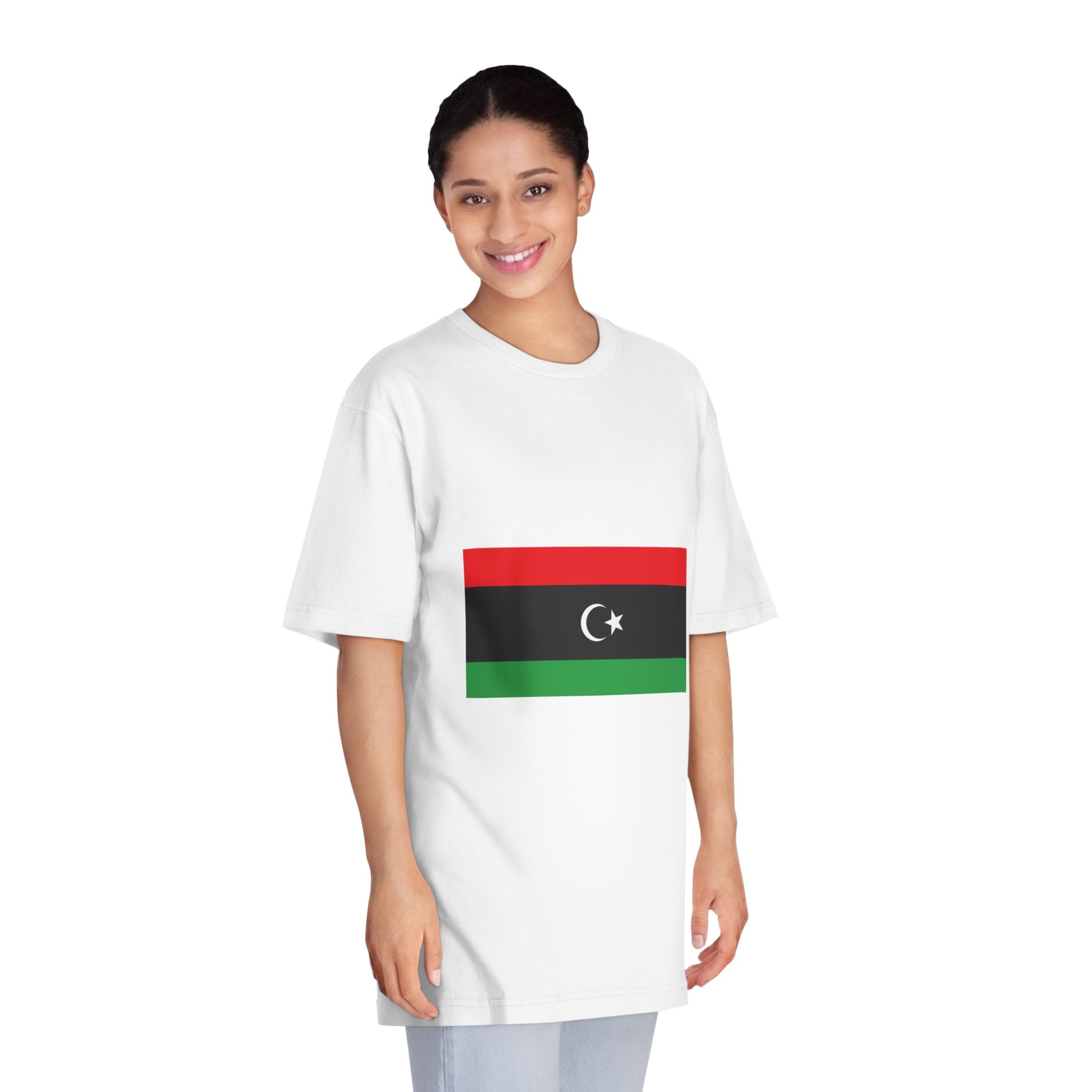 Flag of Libya Unisex Classic Crewneck T Shirt - Image 3