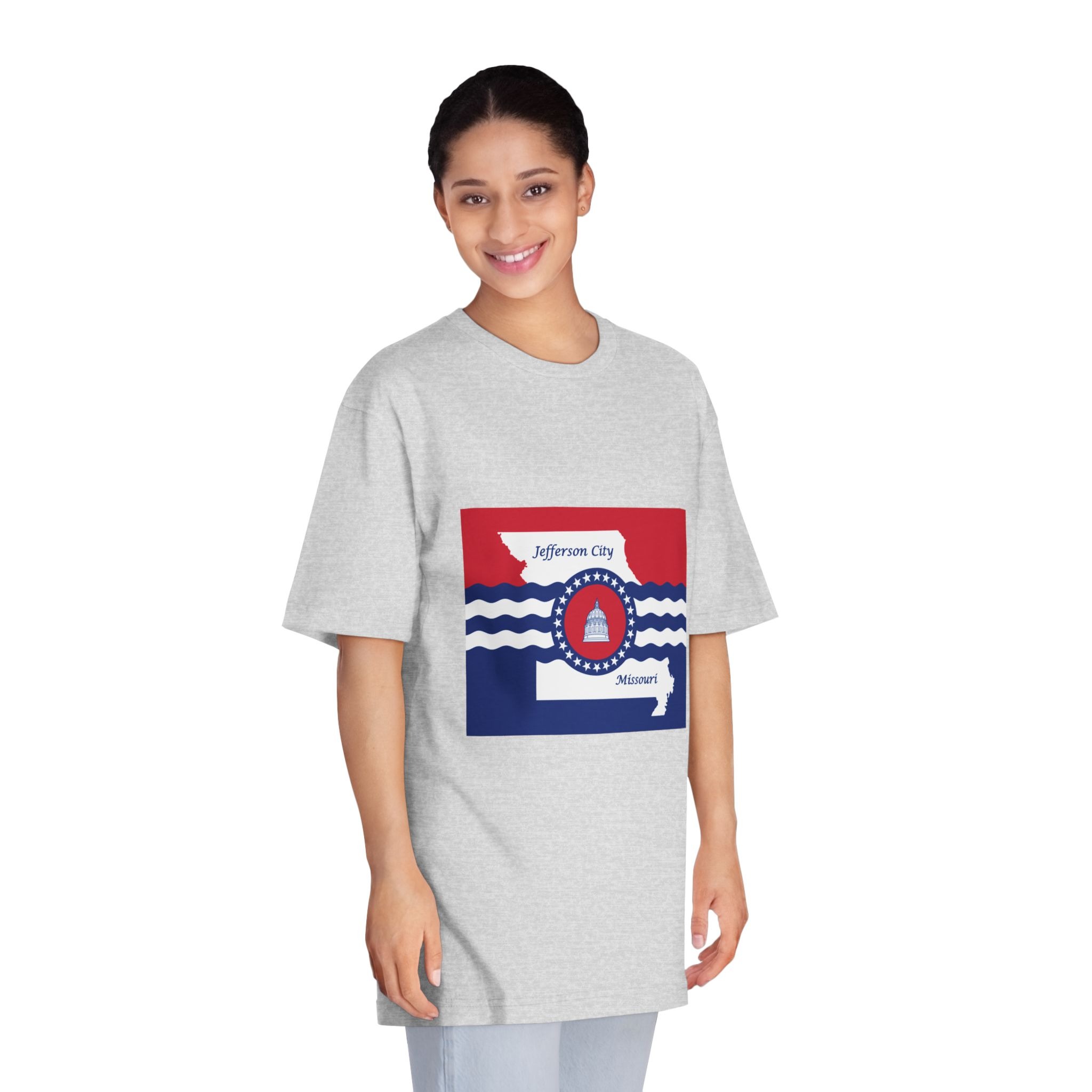 Flag of Jefferson City, Missouri Unisex Classic Crewneck T Shirt - Image 15